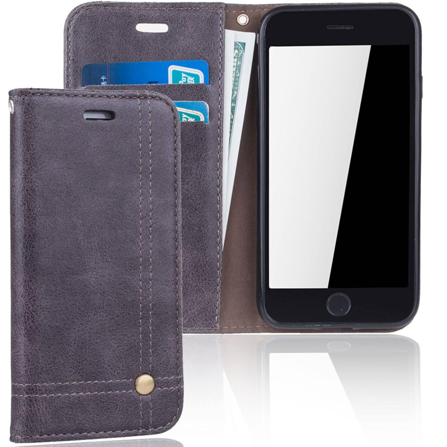 Apple iPhone 6 / 6s Handyhülle Bookcover Grau