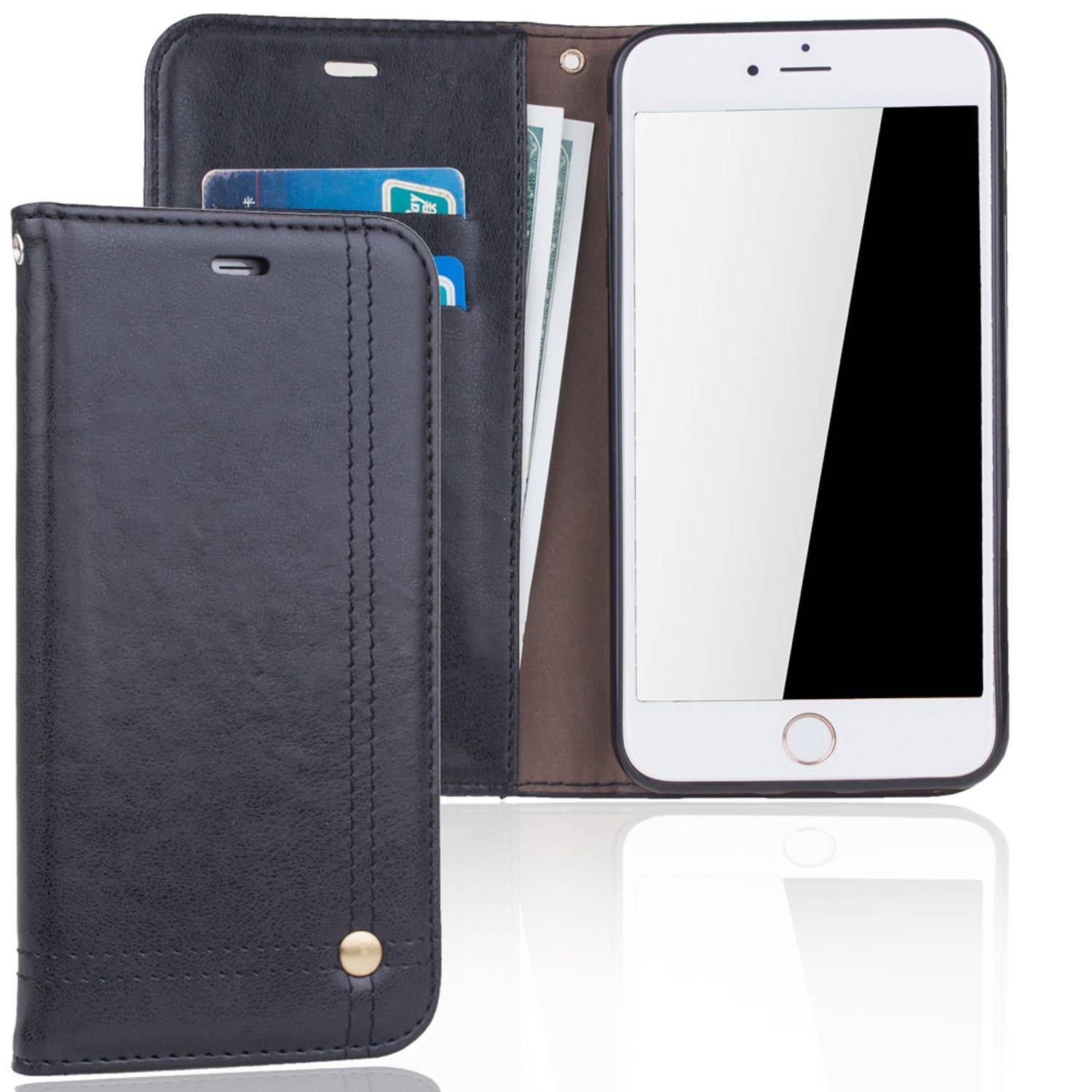 Apple iPhone 7 Plus Handyhülle Bookcover Schwarz