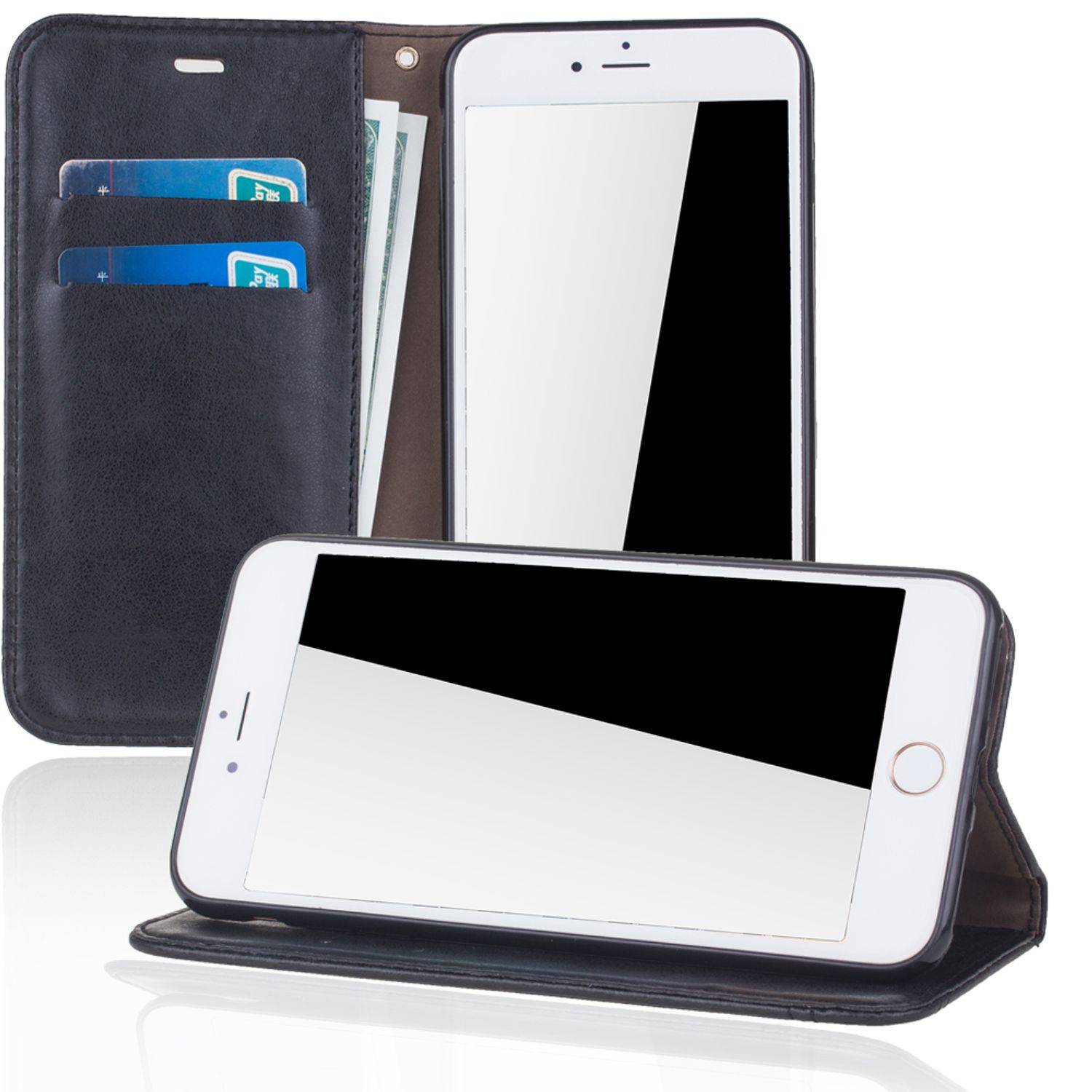 Apple iPhone 7 Plus Handyhülle Bookcover Schwarz