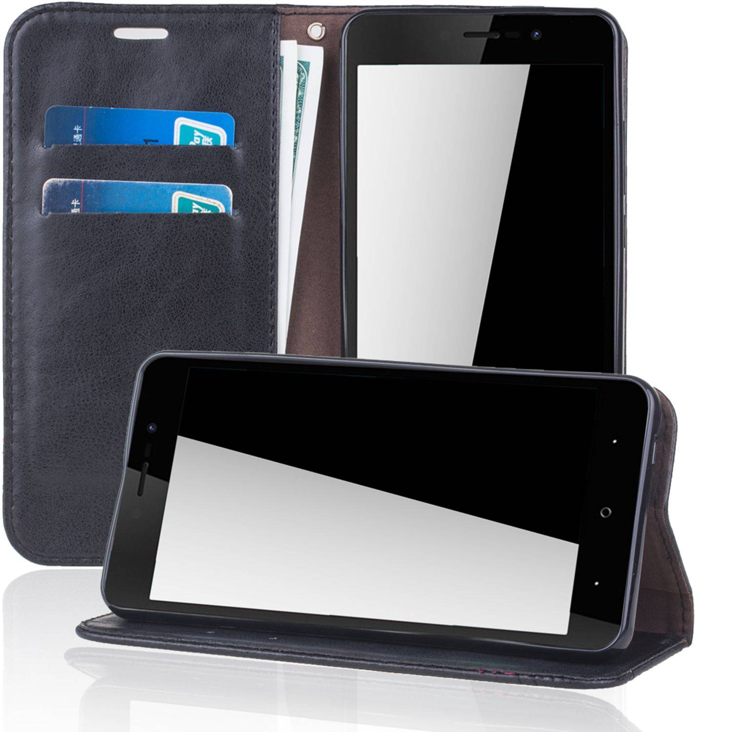 Wiko Lenny 4 Plus Handyhülle Bookcover Schwarz
