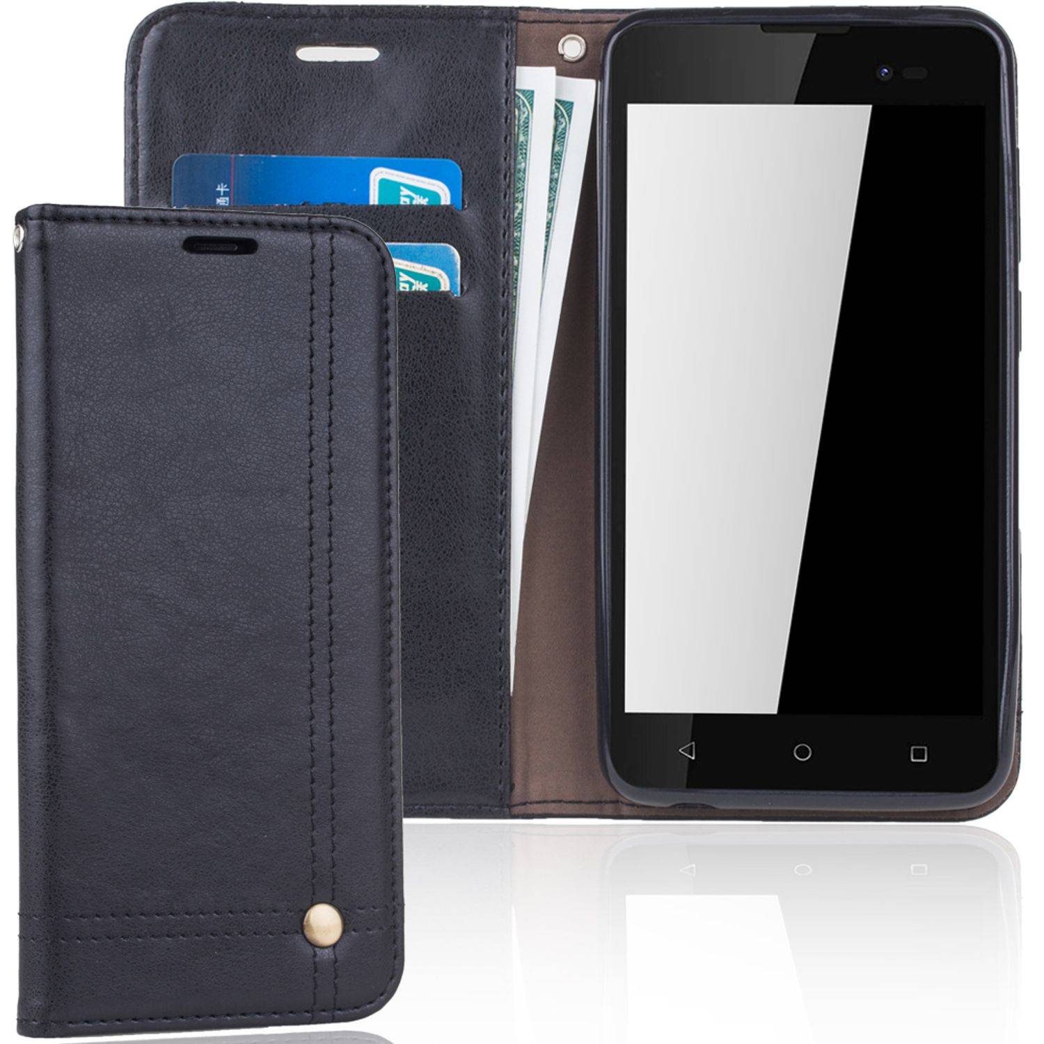 Wiko Sunny 2 Plus Handyhülle Bookcover Schwarz