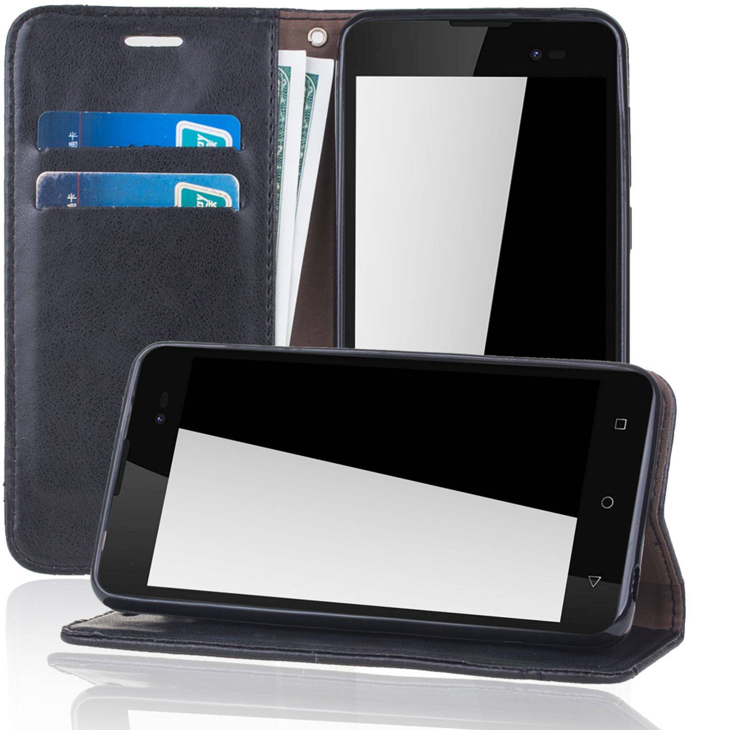 Wiko Sunny 2 Plus Handyhülle Bookcover Schwarz