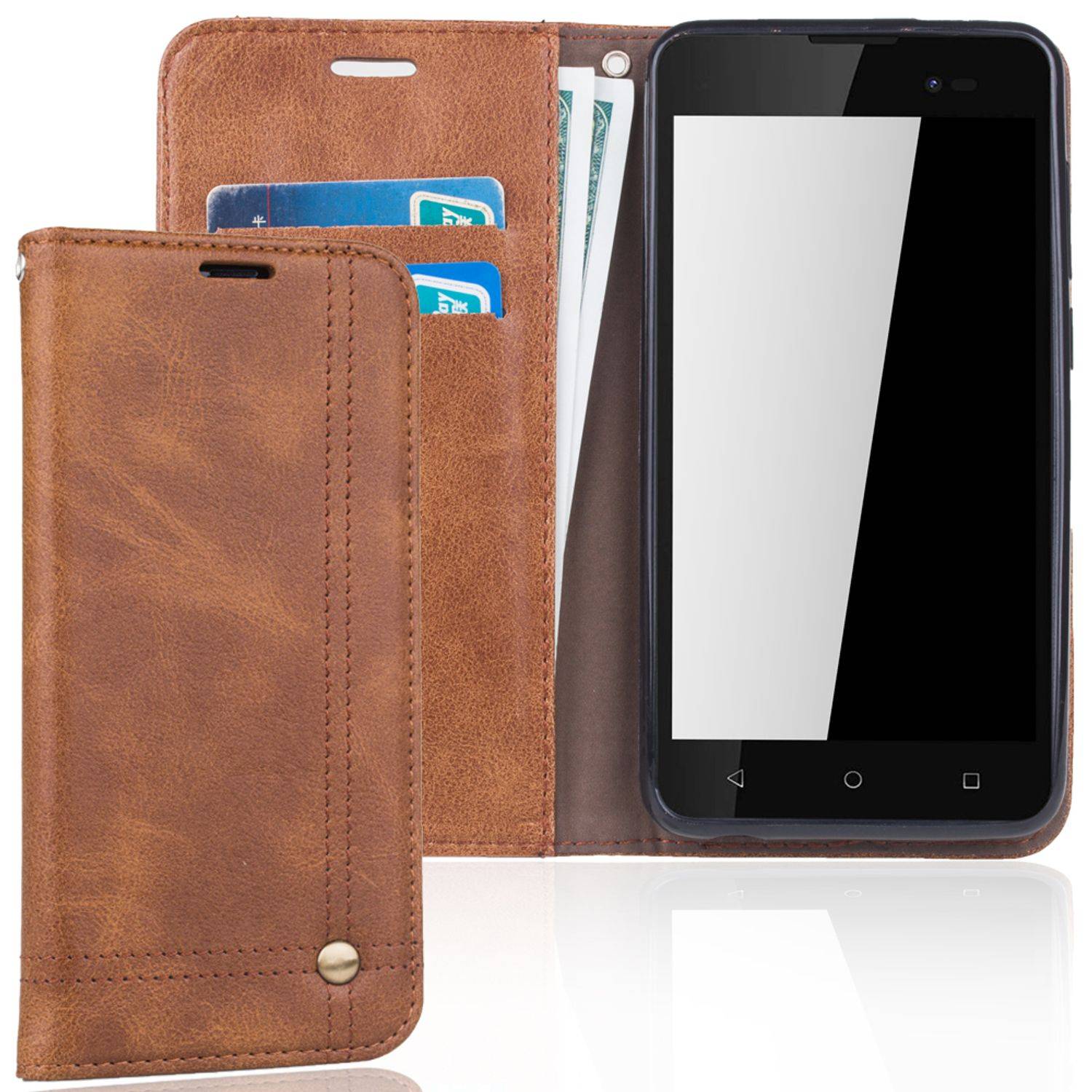 Wiko Sunny 2 Plus Handyhülle Bookcover Braun
