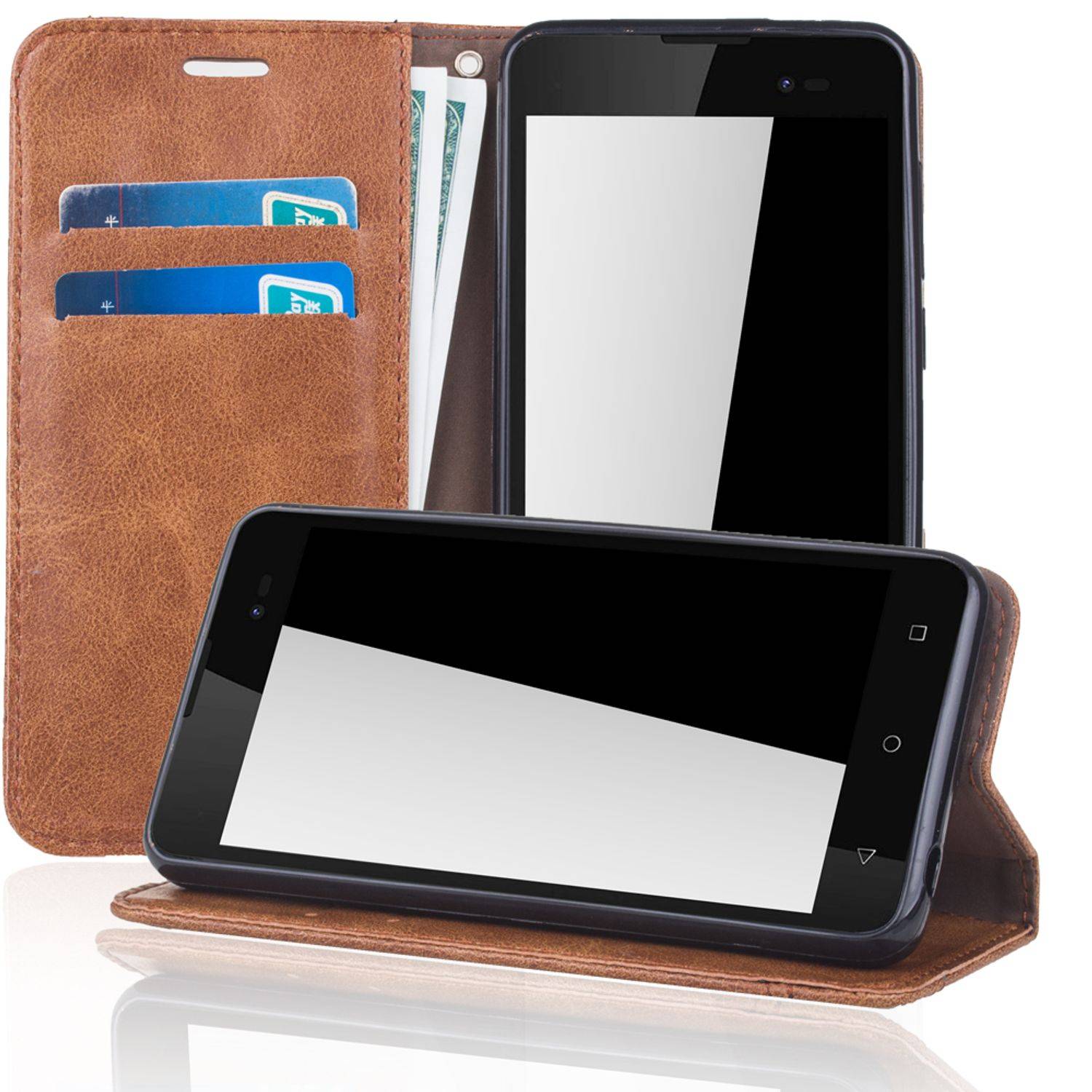 Wiko Sunny 2 Plus Handyhülle Bookcover Braun