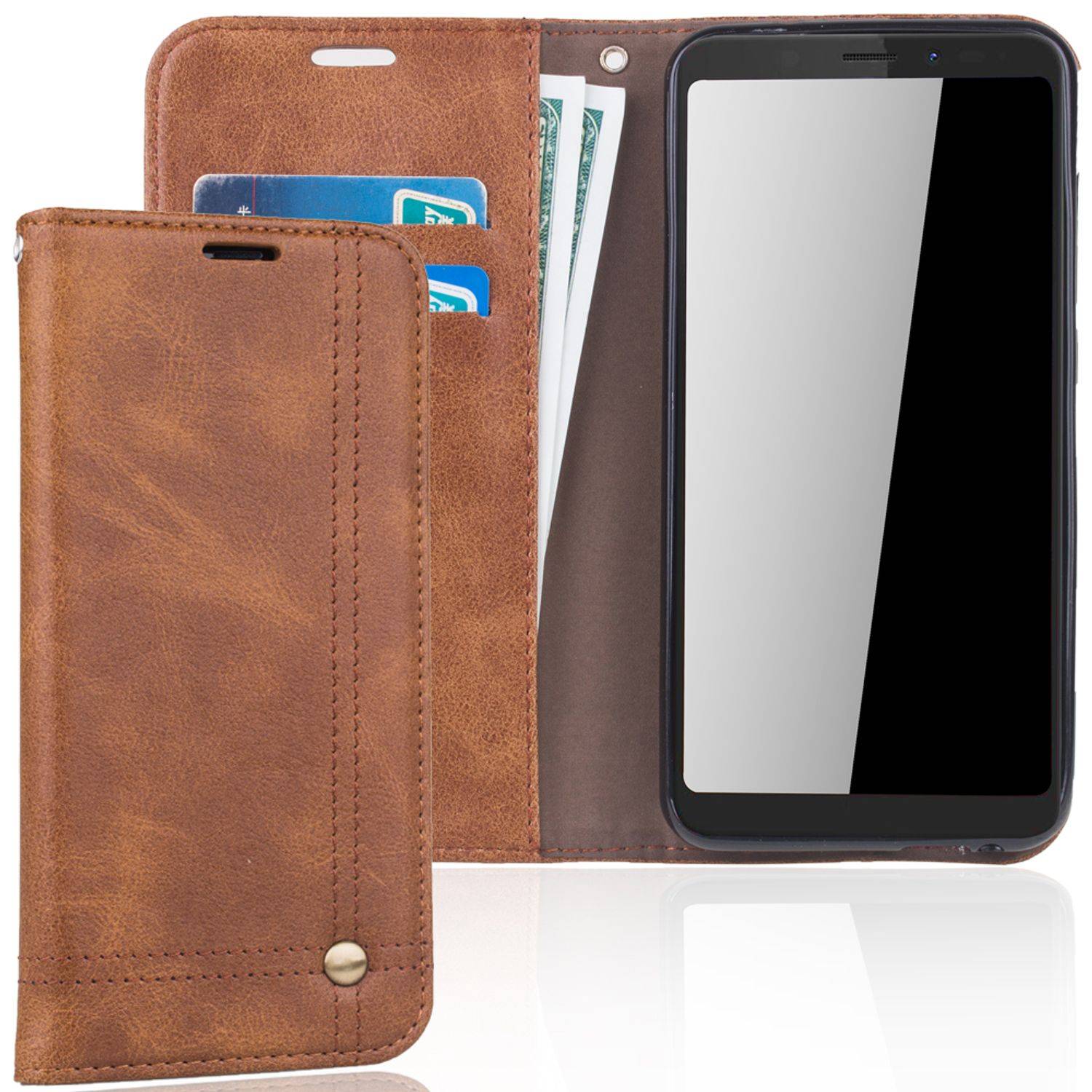Wiko View Handyhülle Bookcover Braun