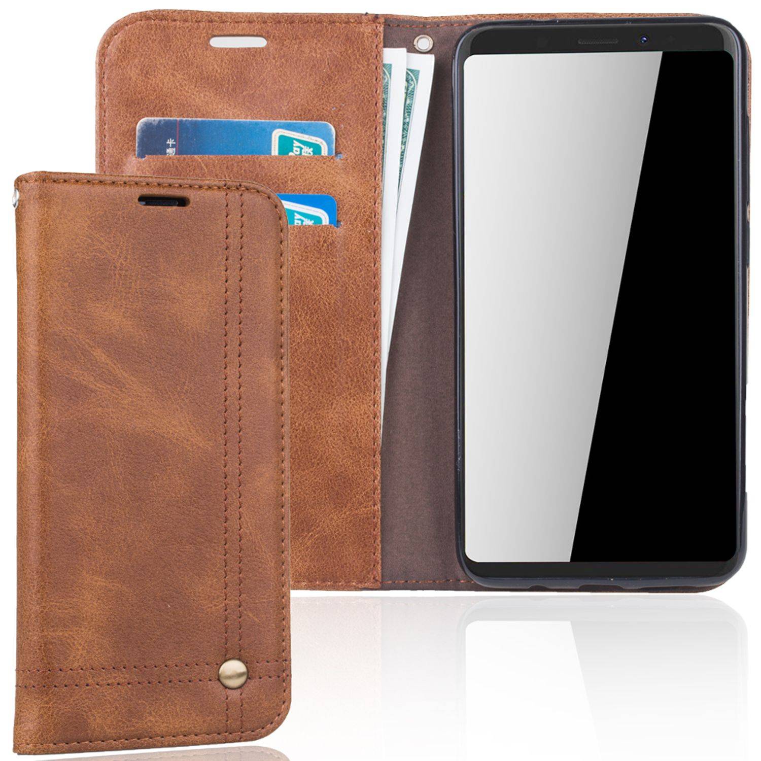 Wiko View XL Handyhülle Bookcover Braun