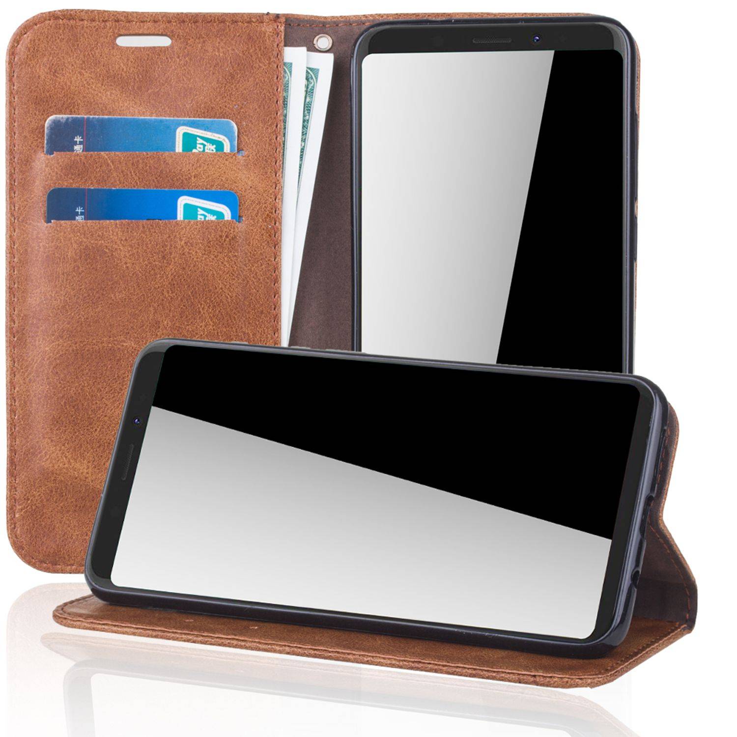 Wiko View XL Handyhülle Bookcover Braun