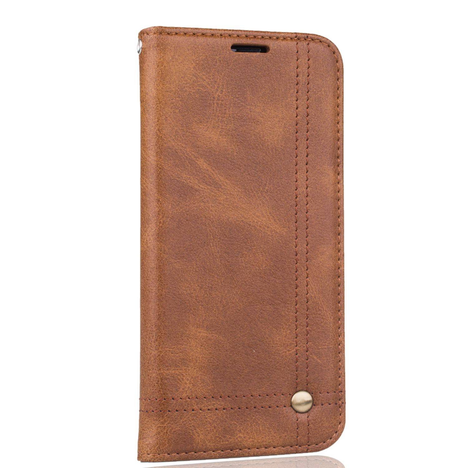 Wiko View XL Handyhülle Bookcover Braun