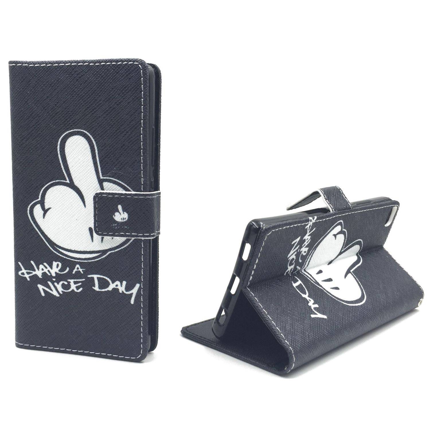 Huawei P8 Handyhülle Bookcover Schwarz