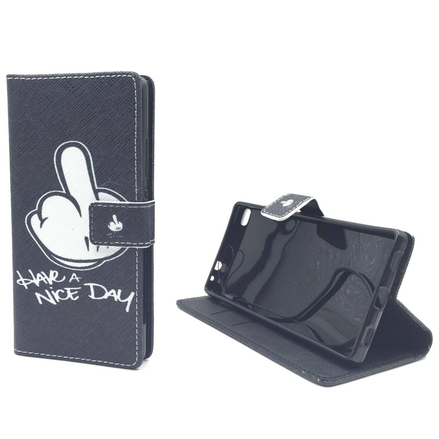 Huawei P8 Handyhülle Bookcover Schwarz