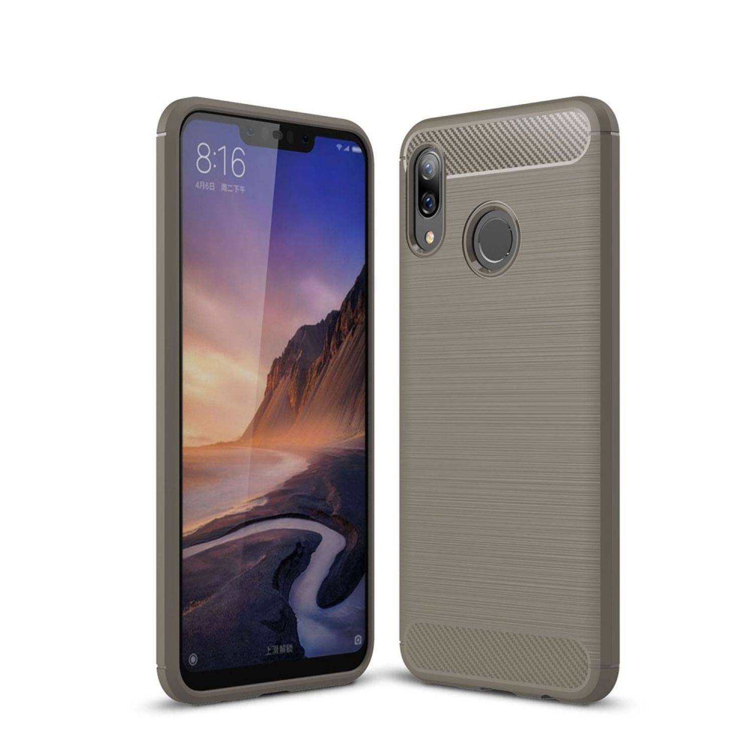 Huawei Nova 3 Handyhülle Carbon Optik Backcover Grau