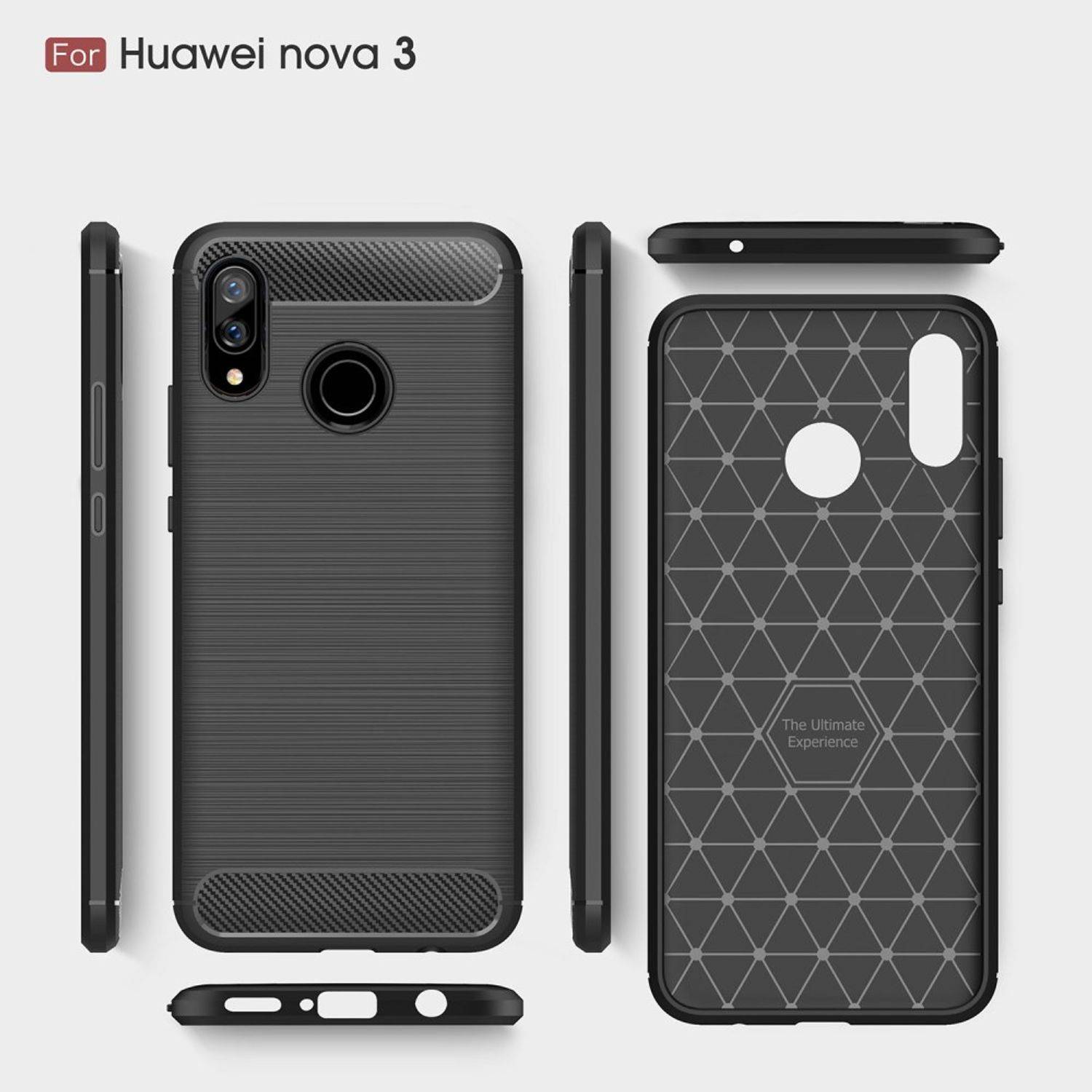Huawei Nova 3 Handyhülle Carbon Optik Backcover Grau