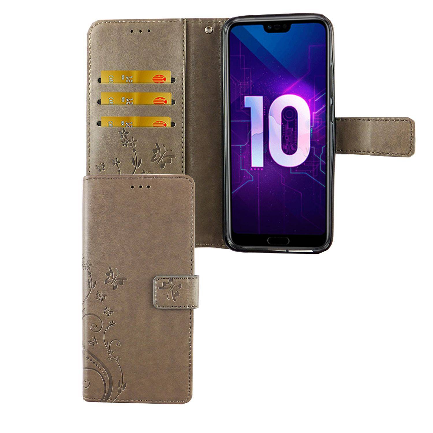 Huawei Honor 10 Handyhülle Bookcover Grau