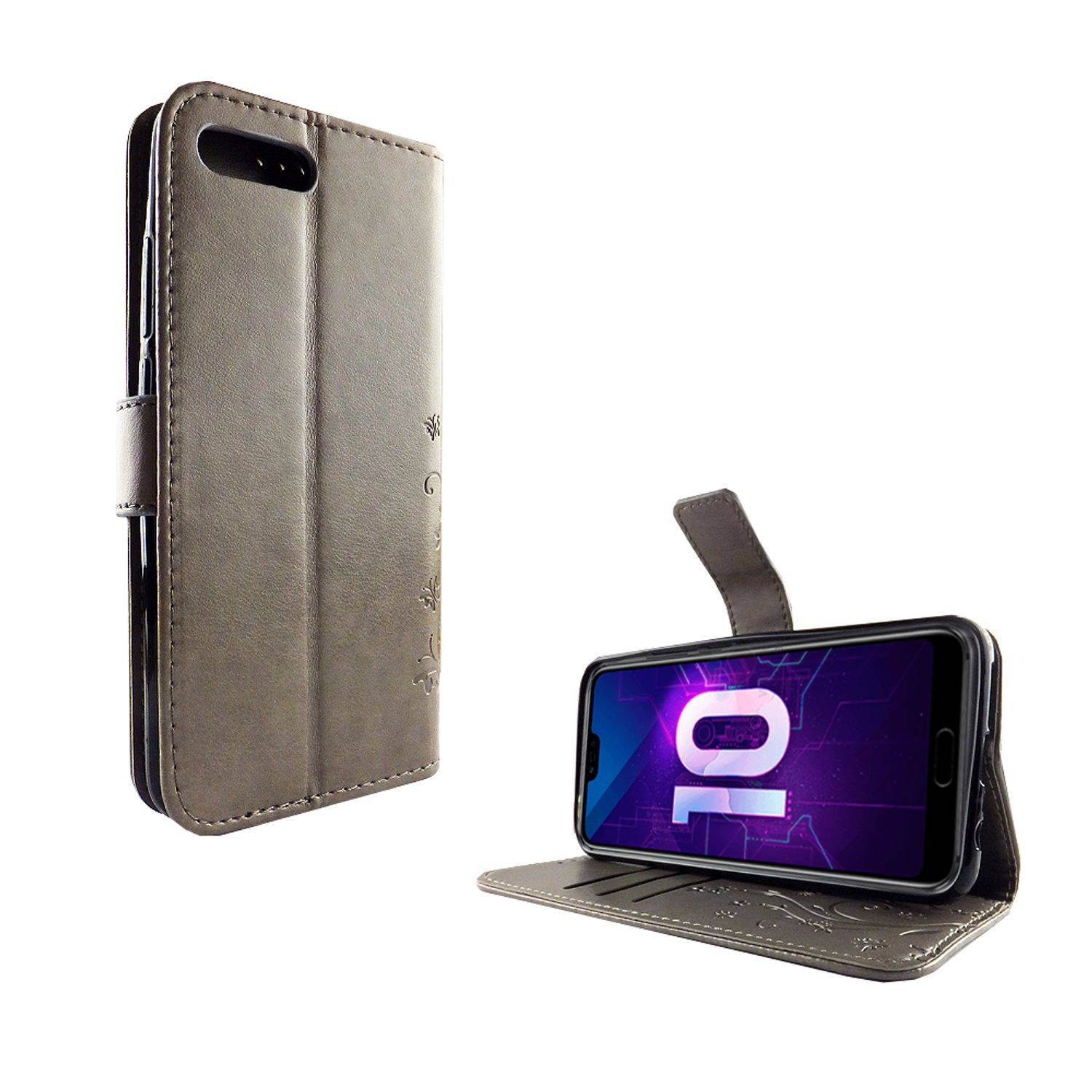 Huawei Honor 10 Handyhülle Bookcover Grau