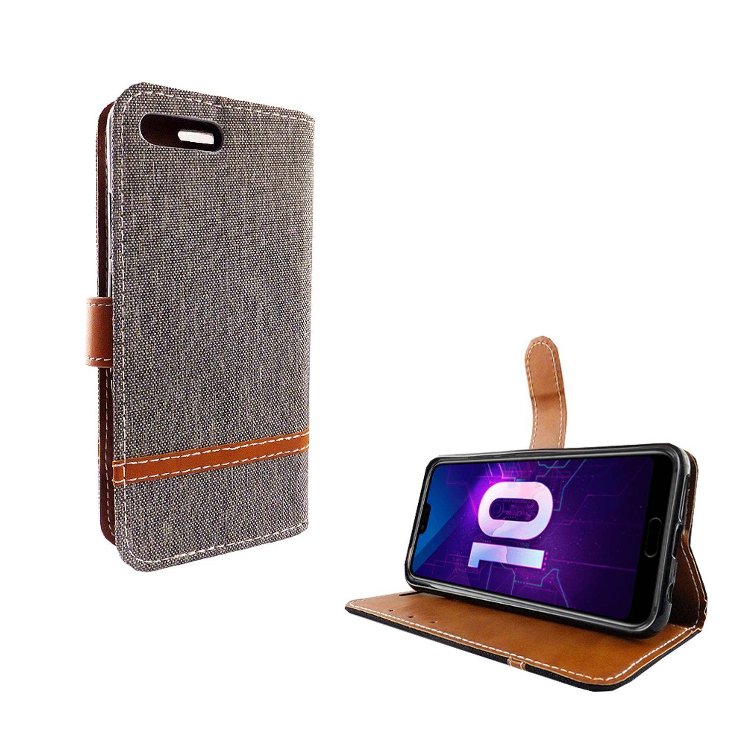 Huawei Honor 10 Handyhülle Bookcover Grau