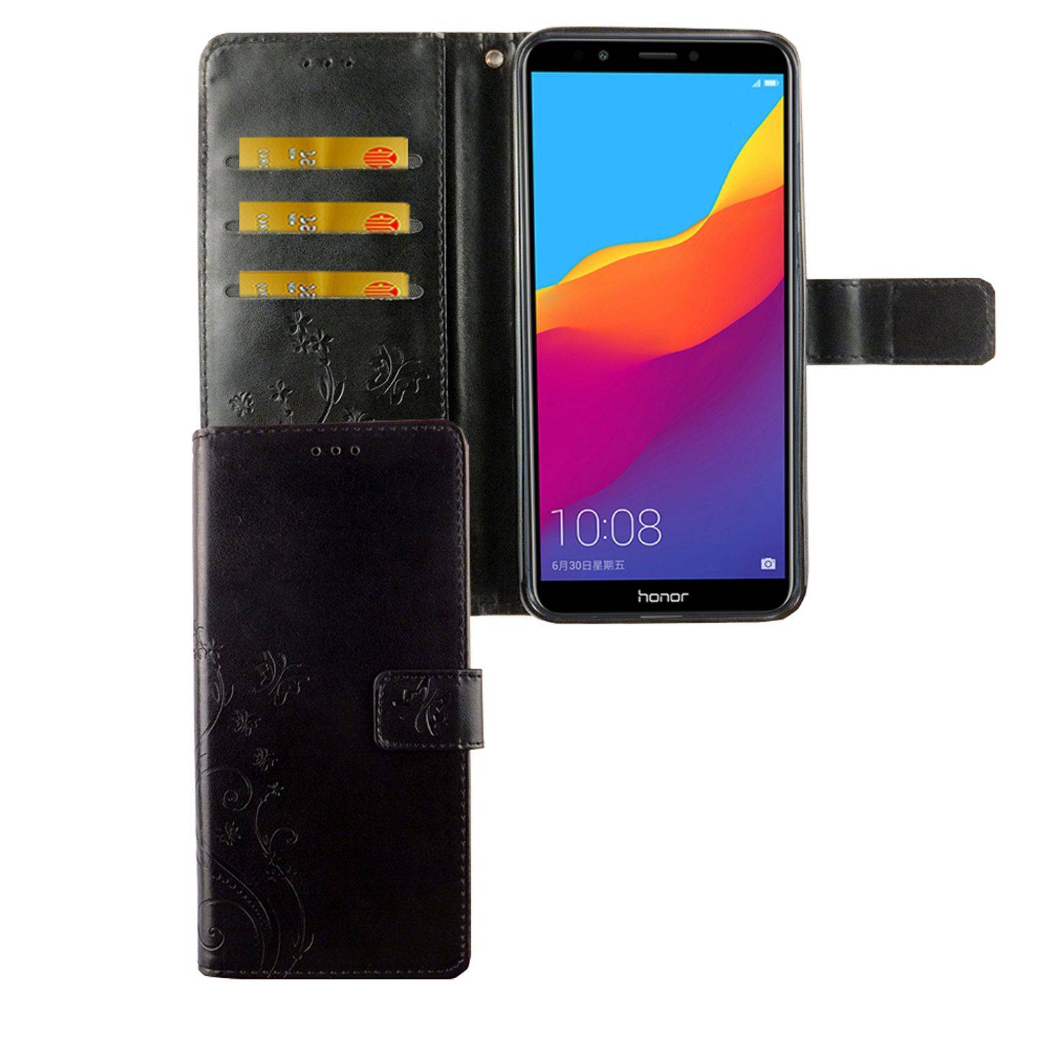 Huawei Honor 7C Handyhülle Bookcover Schwarz