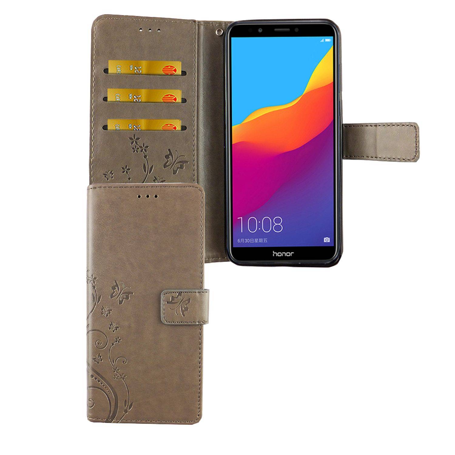 Huawei Honor 7C Handyhülle Bookcover Grau