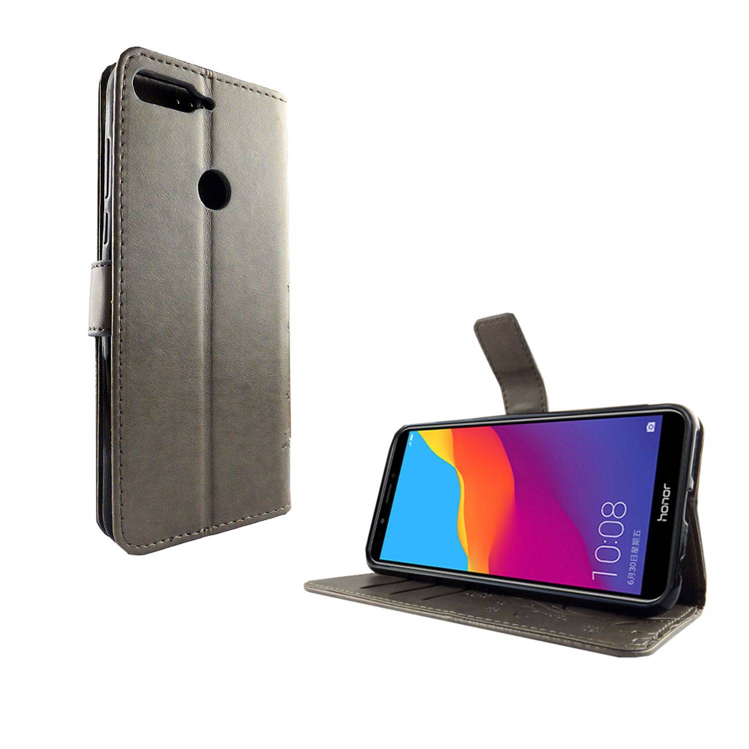 Huawei Honor 7C Handyhülle Bookcover Grau