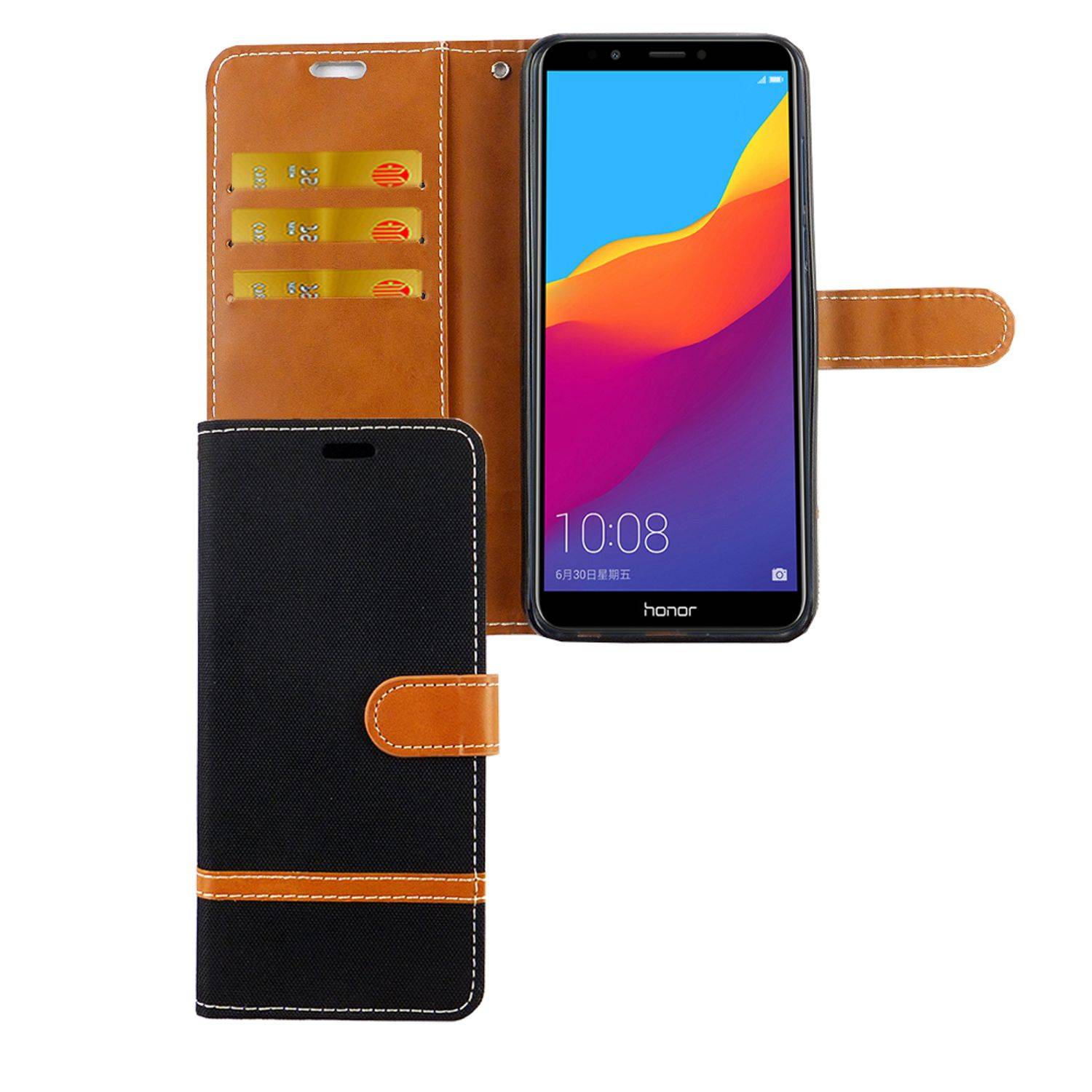 Huawei Honor 7C Handyhülle Bookcover Schwarz
