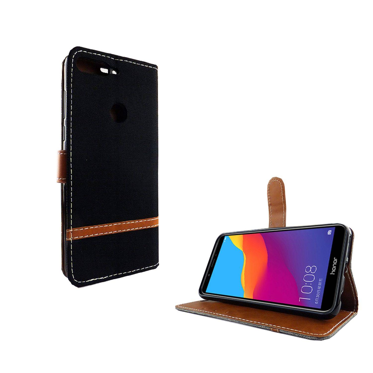 Huawei Honor 7C Handyhülle Bookcover Schwarz
