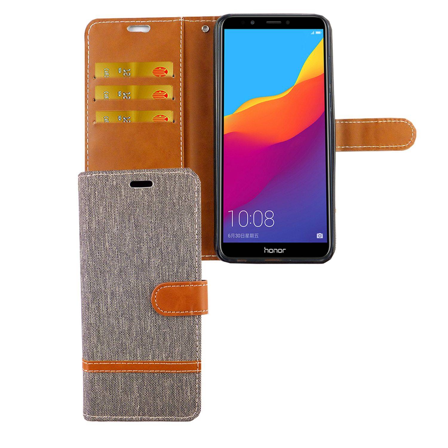Huawei Honor 7C Handyhülle Bookcover Grau
