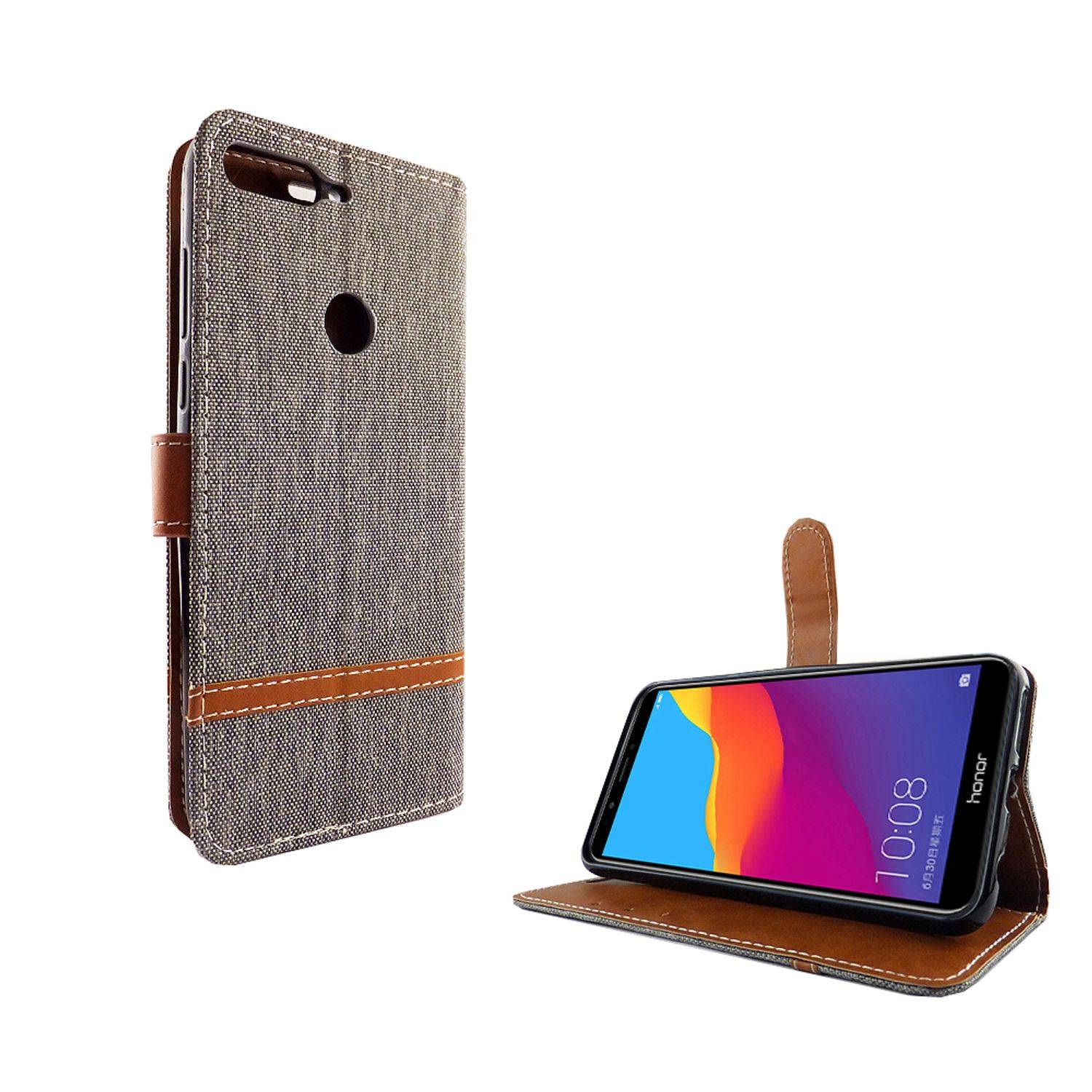 Huawei Honor 7C Handyhülle Bookcover Grau