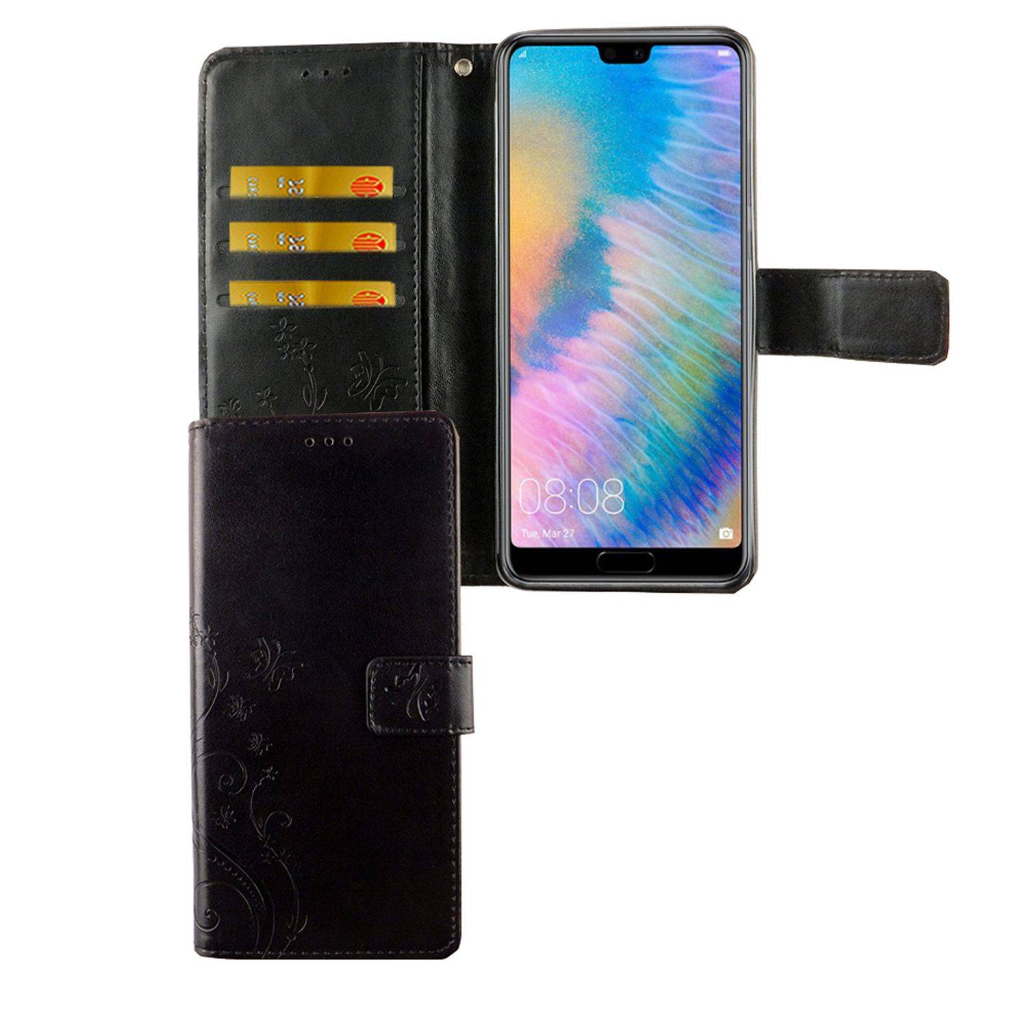 Huawei P20 Handyhülle Bookcover Schwarz
