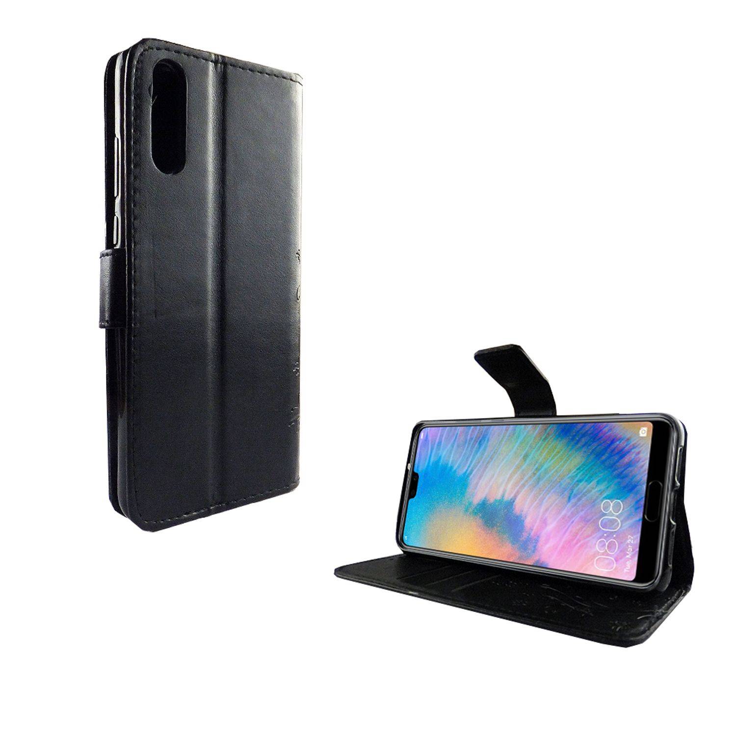 Huawei P20 Handyhülle Bookcover Schwarz