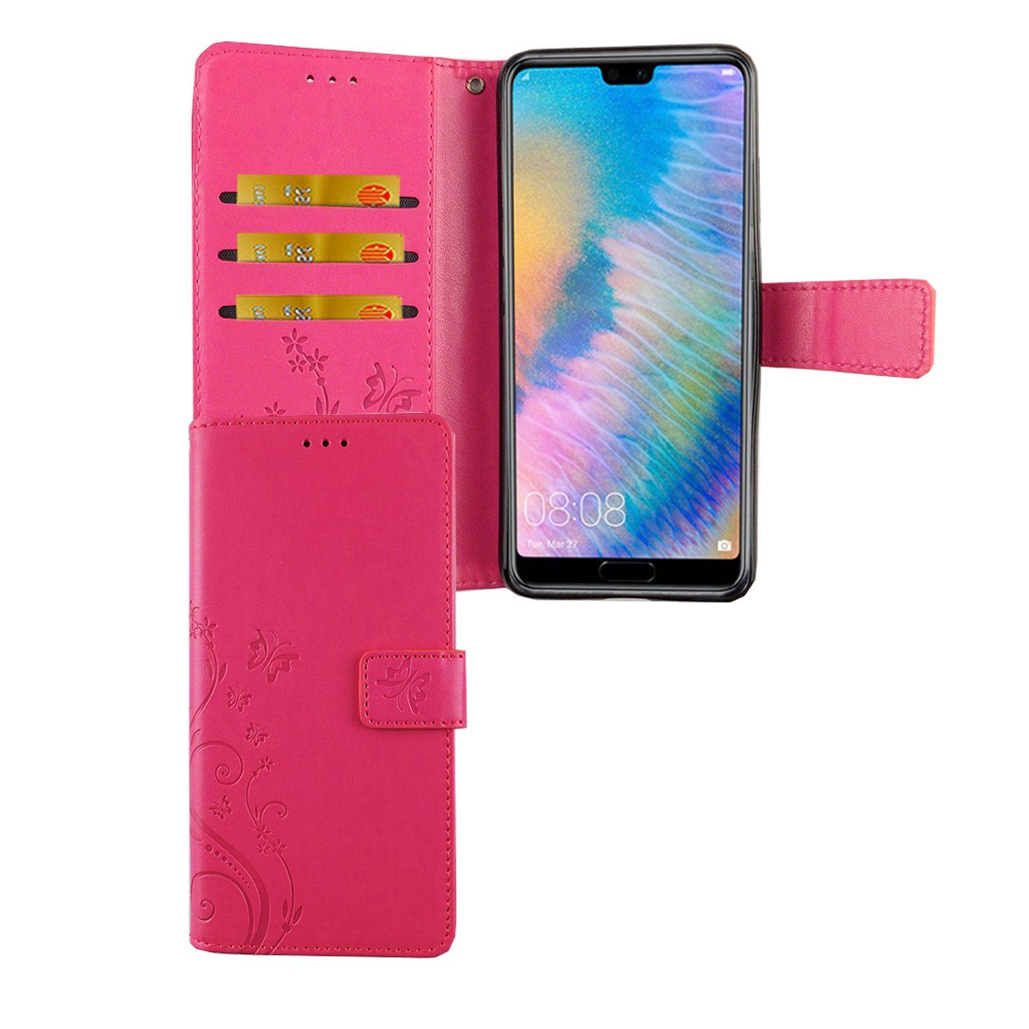 Huawei P20 Handyhülle Bookcover Rosa