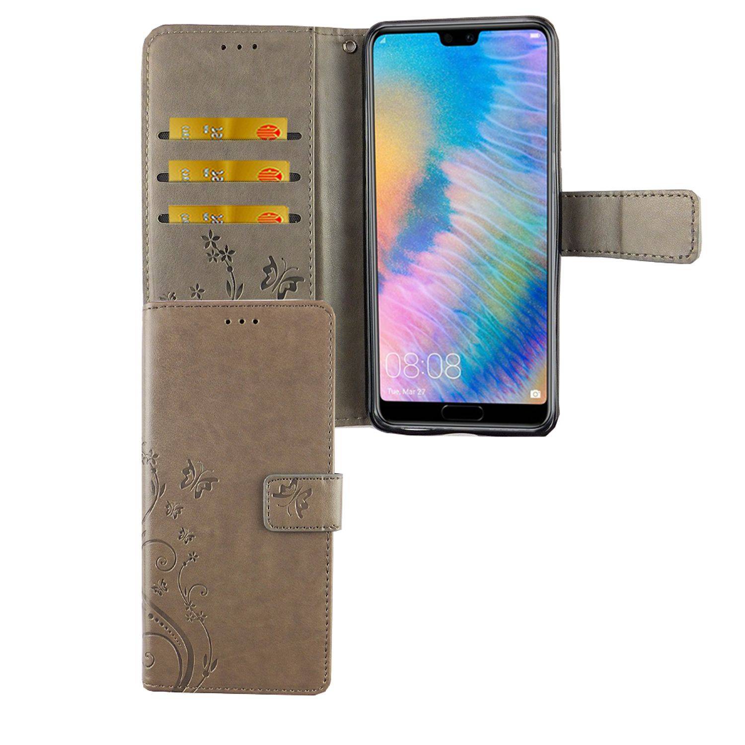 Huawei P20 Handyhülle Bookcover Grau