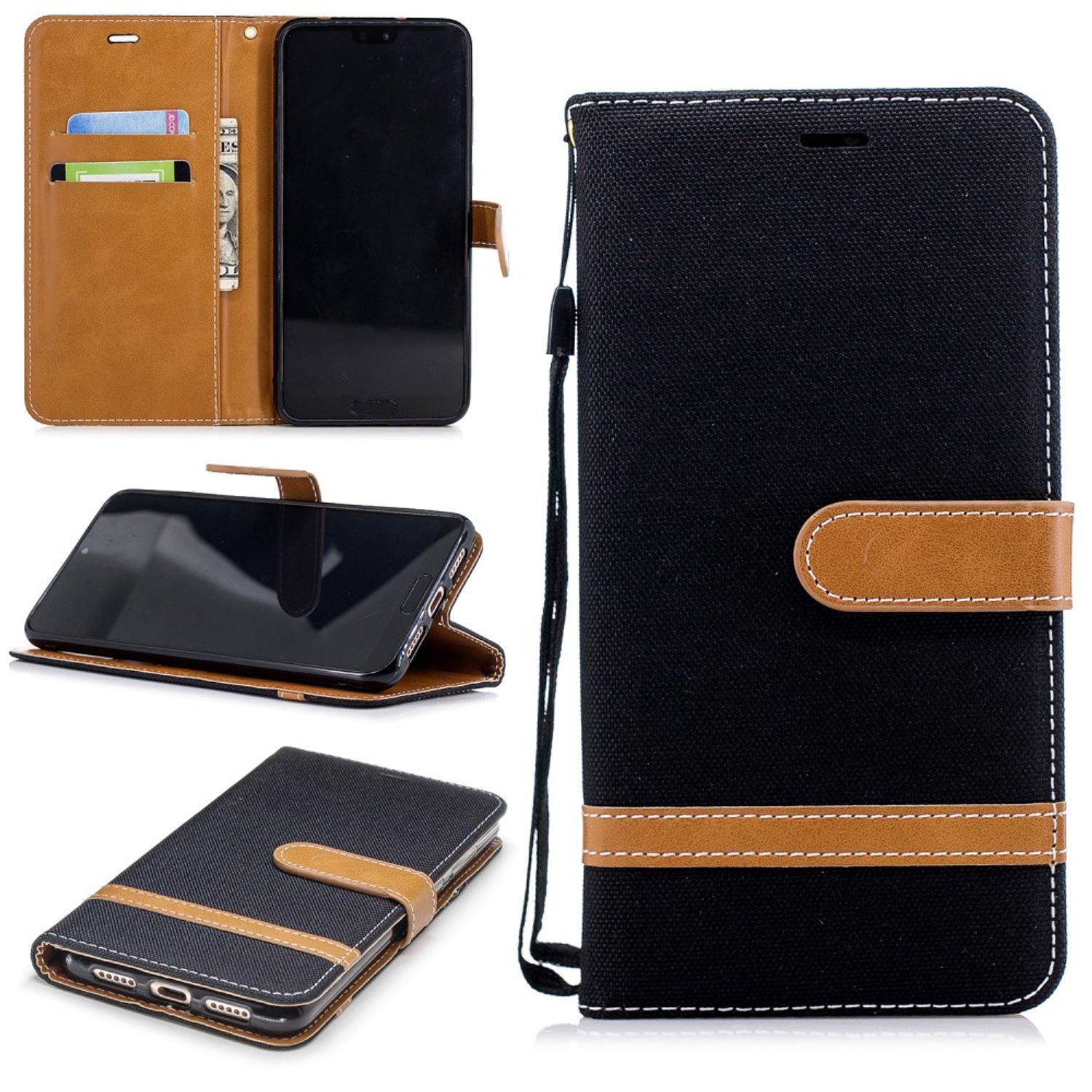 Huawei P20 Pro Handyhülle Bookcover Schwarz