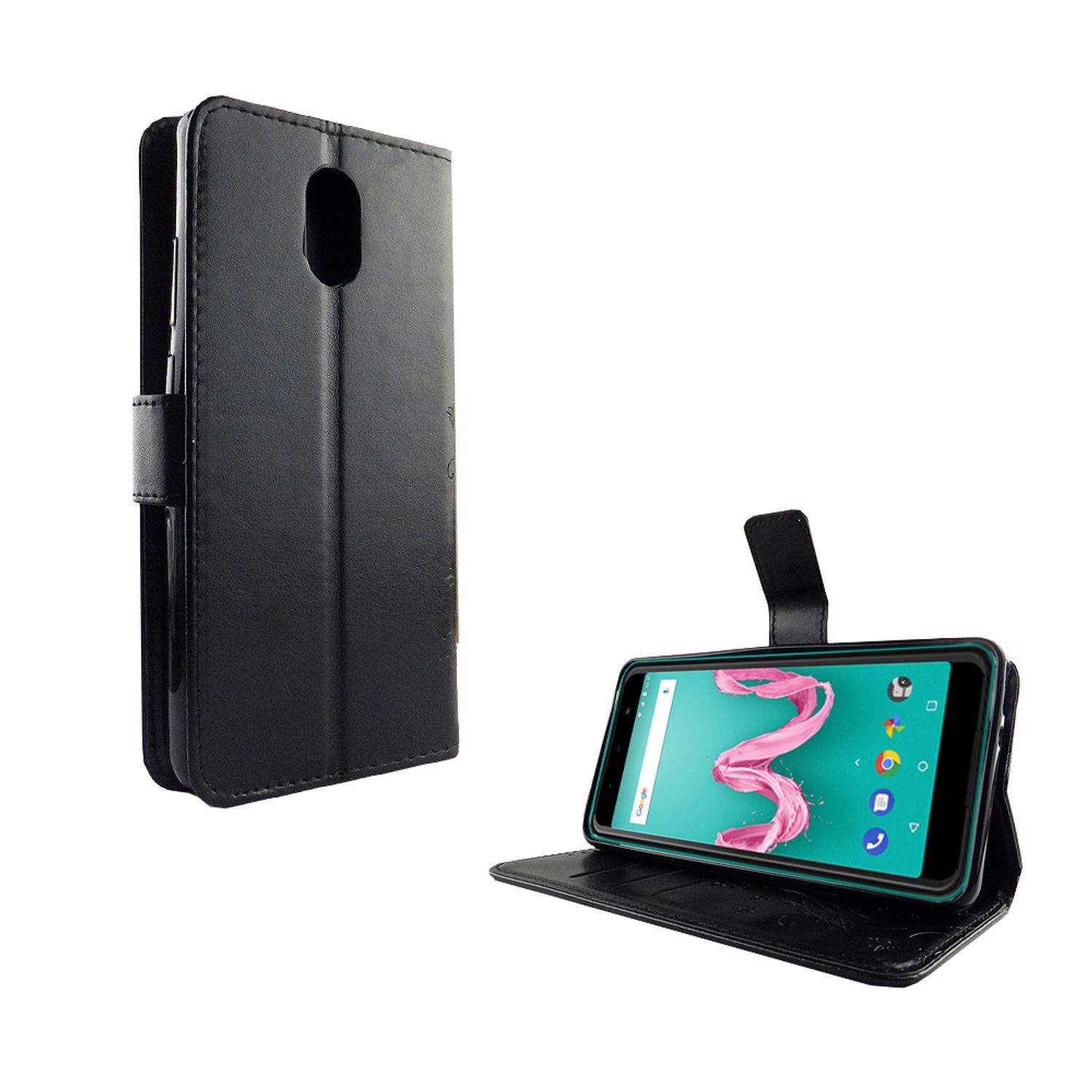 Wiko Lenny 5 Handyhülle Bookcover Schwarz