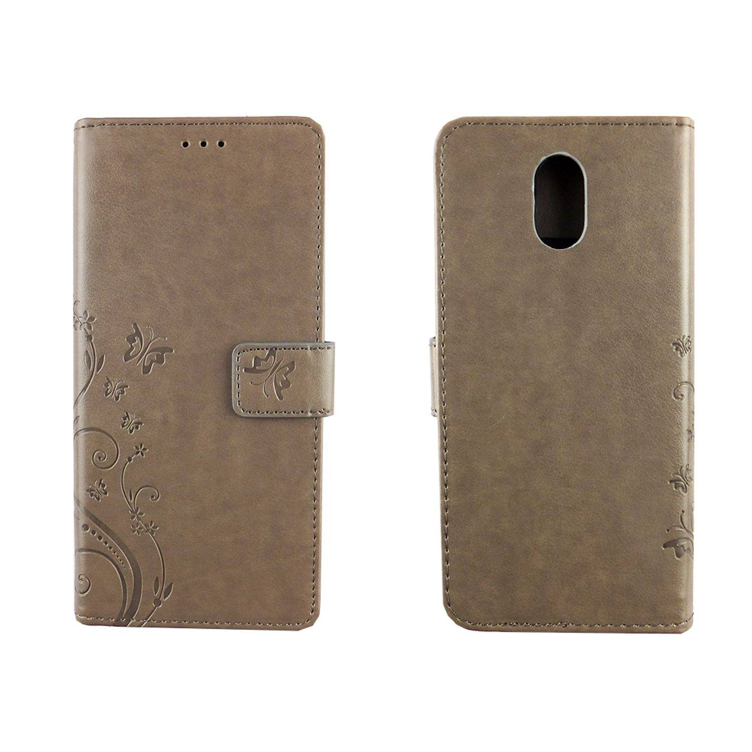 Wiko Lenny 5 Handyhülle Bookcover Grau