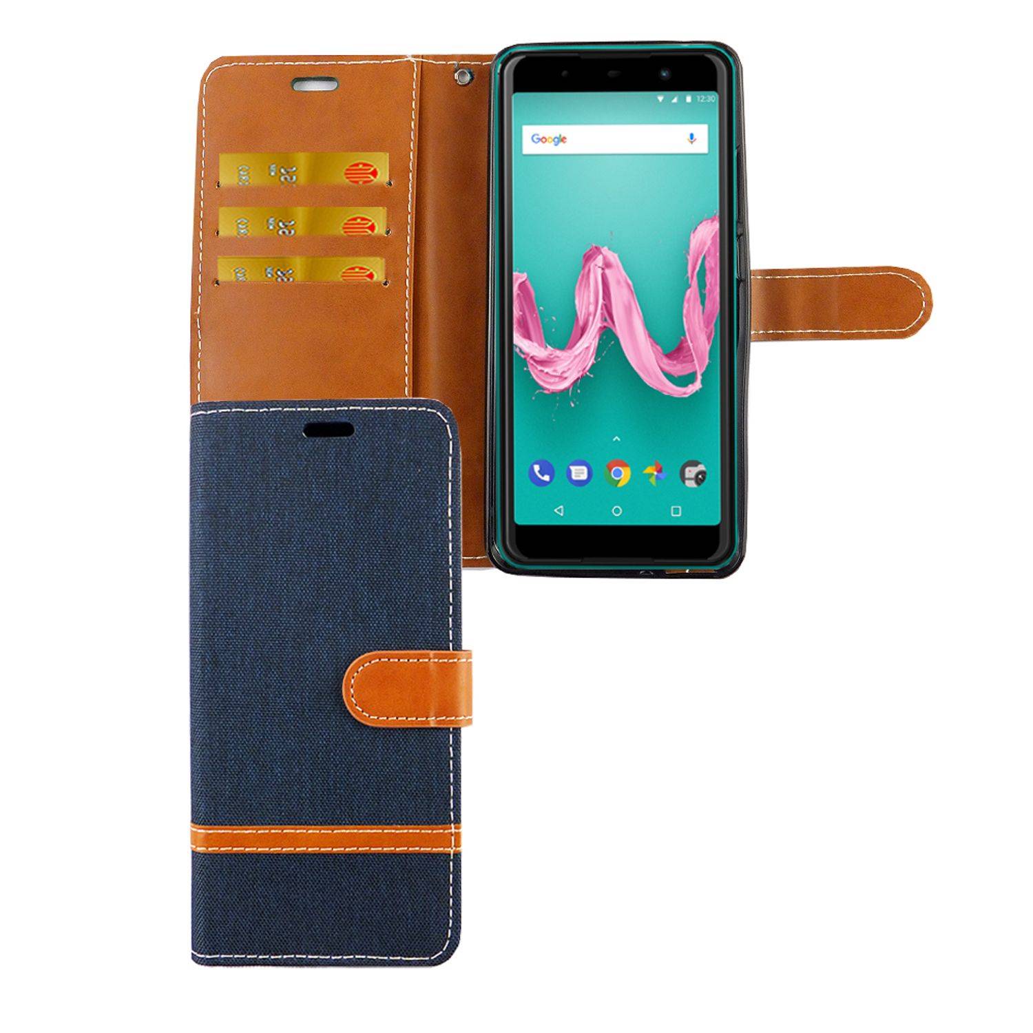 Wiko Lenny 5 Handyhülle Bookcover Blau