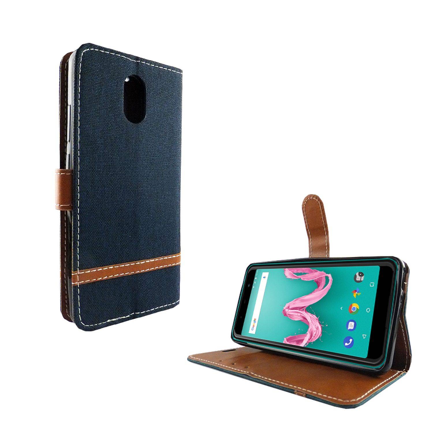 Wiko Lenny 5 Handyhülle Bookcover Blau