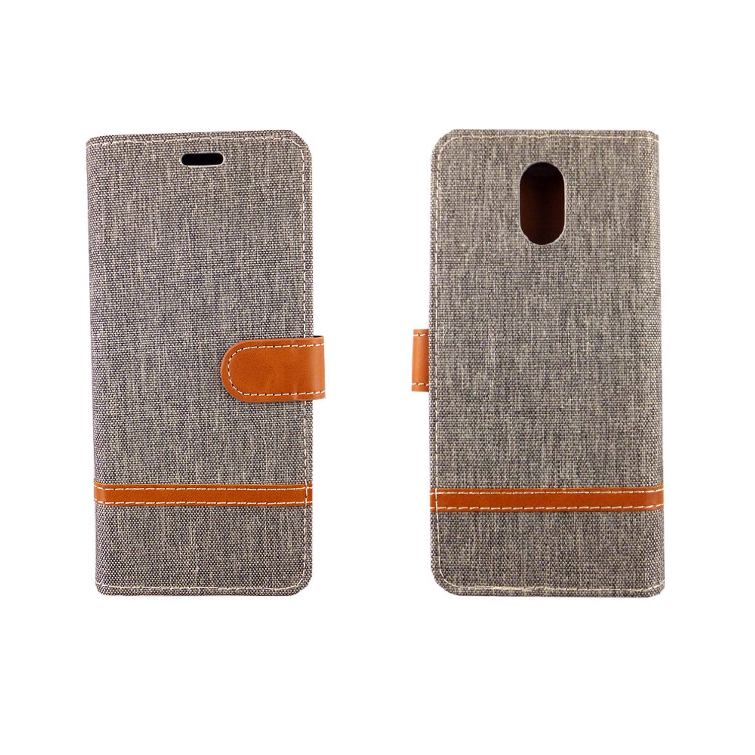 Wiko Lenny 5 Handyhülle Bookcover Grau