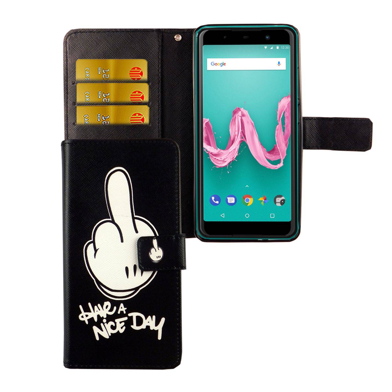 Wiko Lenny 5 Handyhülle Bookcover Schwarz