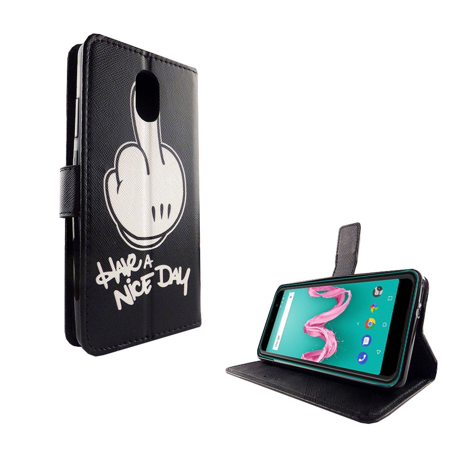 Wiko Lenny 5 Handyhülle Bookcover Schwarz