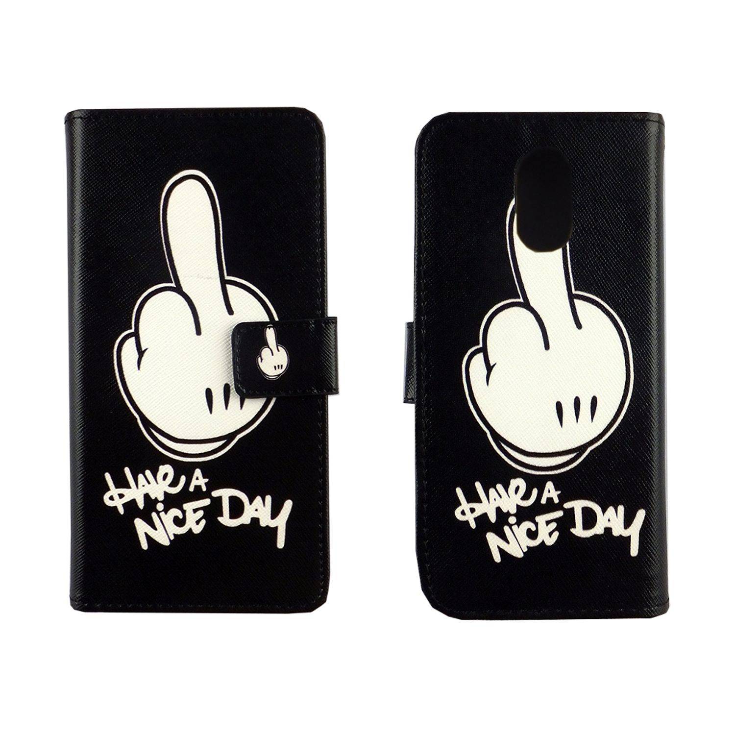 Wiko Lenny 5 Handyhülle Bookcover Schwarz