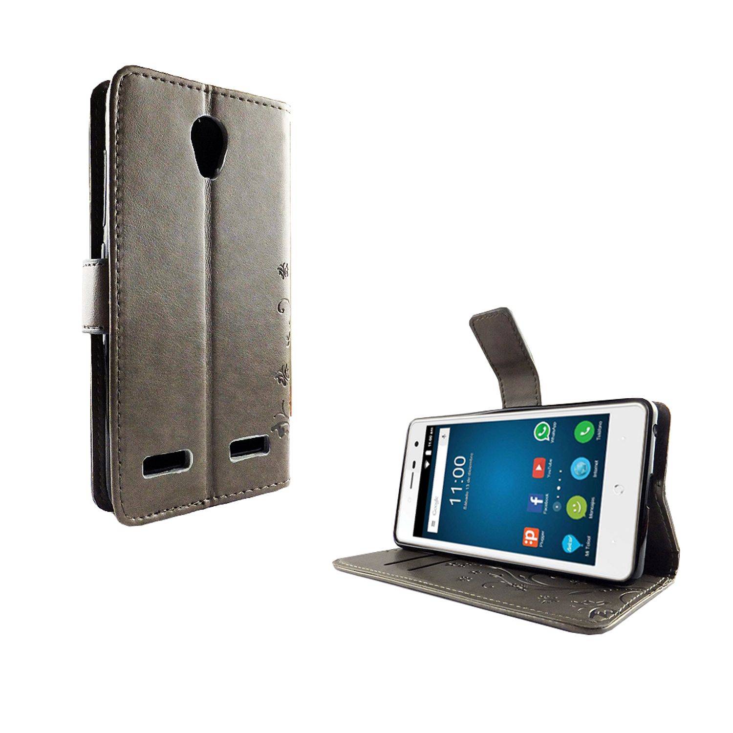 ZTE Blade L7 Handyhülle Bookcover Grau