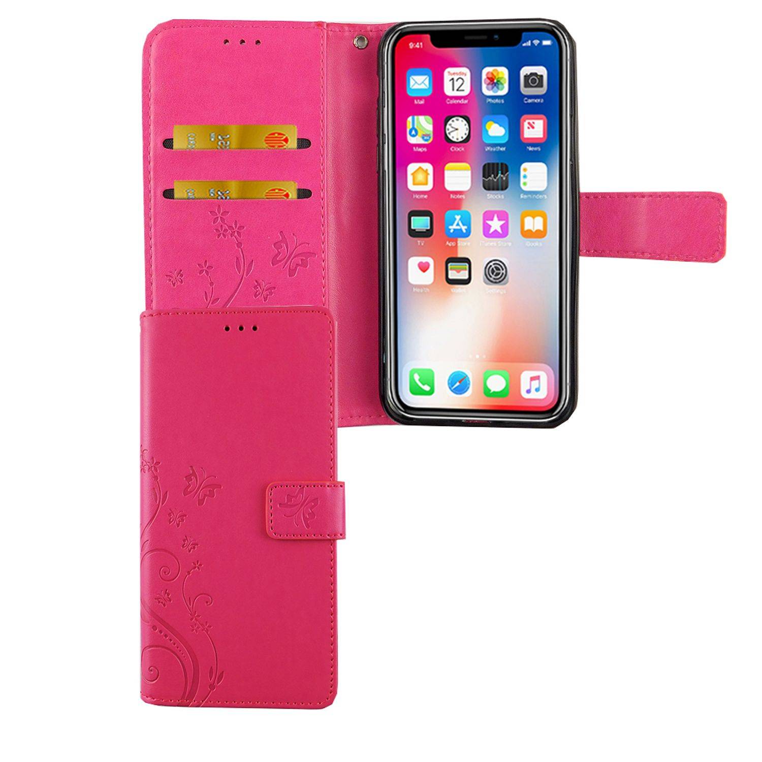Apple iPhone XS Handyhülle Bookcover Rosa