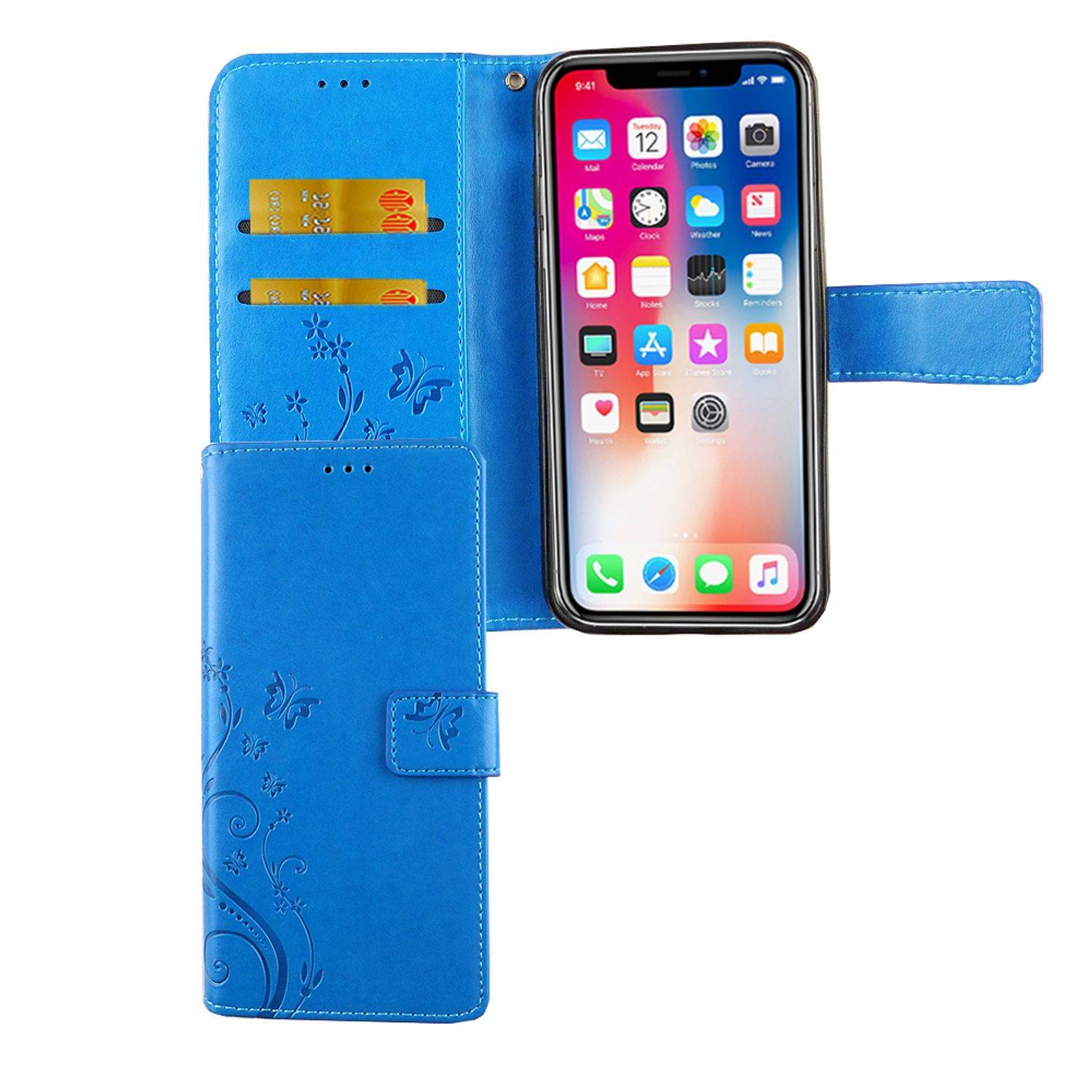Apple iPhone XS Handyhülle Bookcover Blau