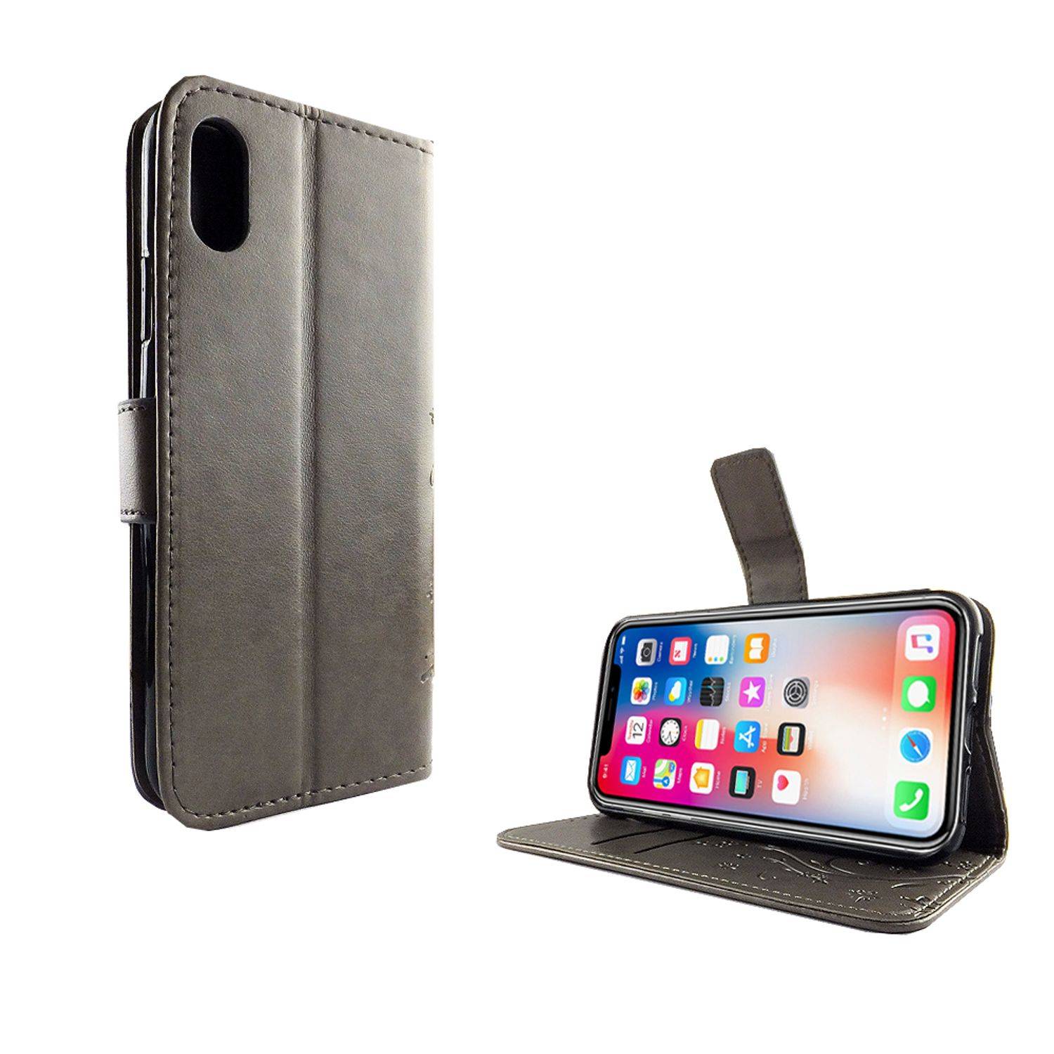 Apple iPhone XS Handyhülle Bookcover Grau