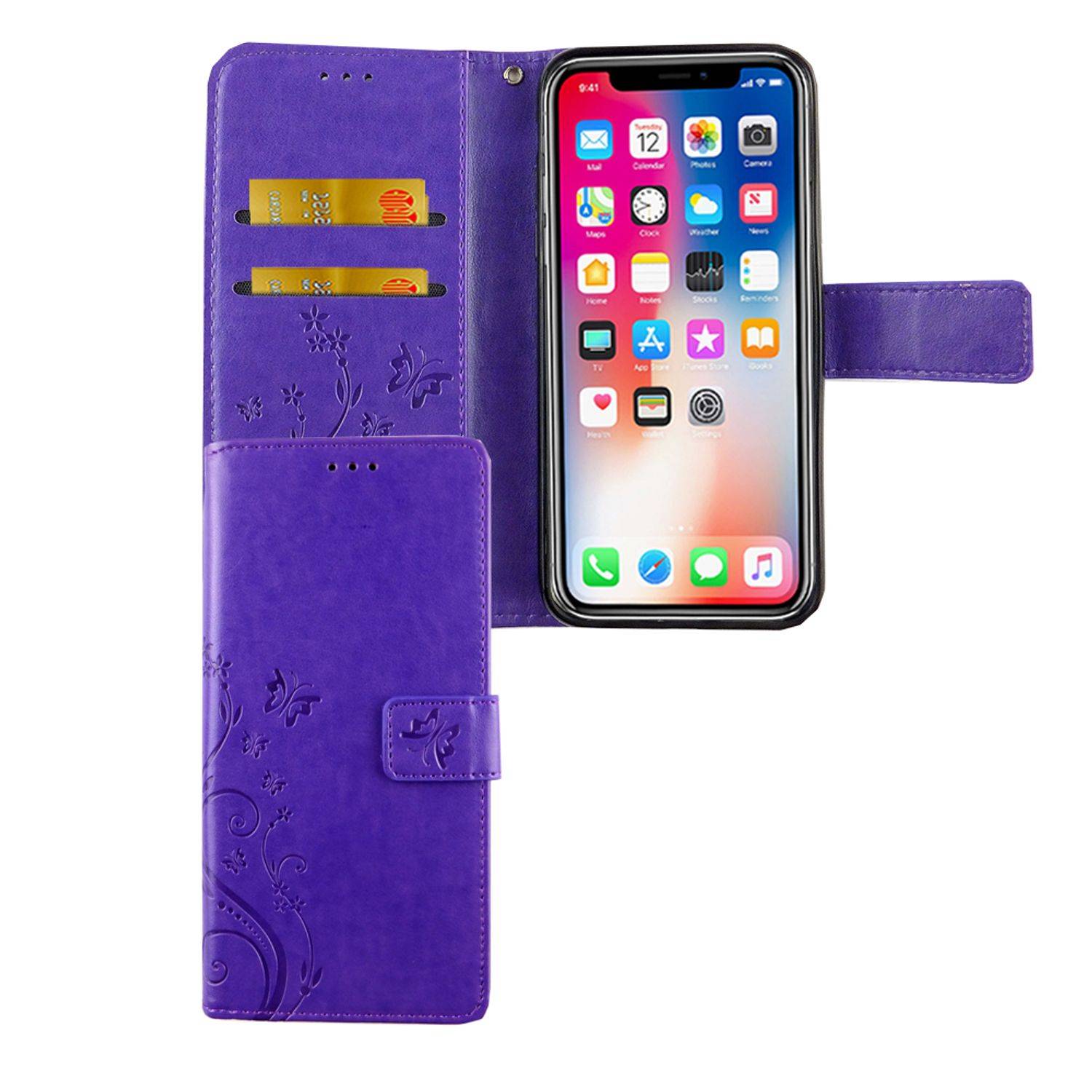 Apple iPhone XS Handyhülle Bookcover Violett