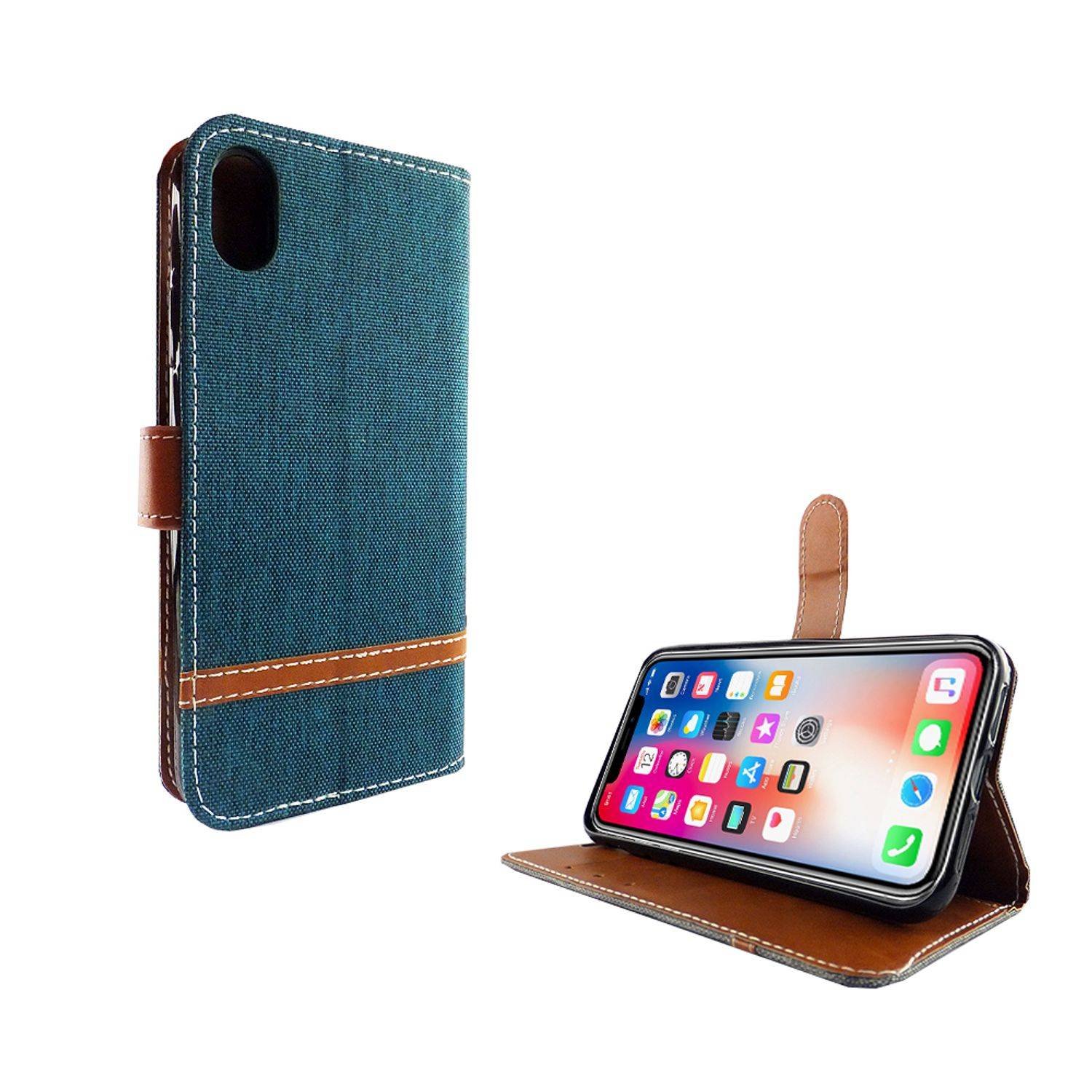 Apple iPhone XS Handyhülle Bookcover Grün