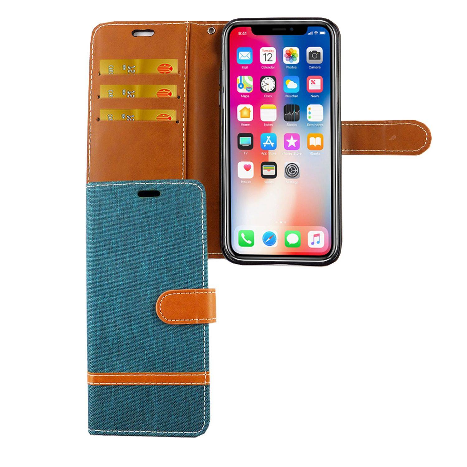 Apple iPhone XS Handyhülle Bookcover Grün
