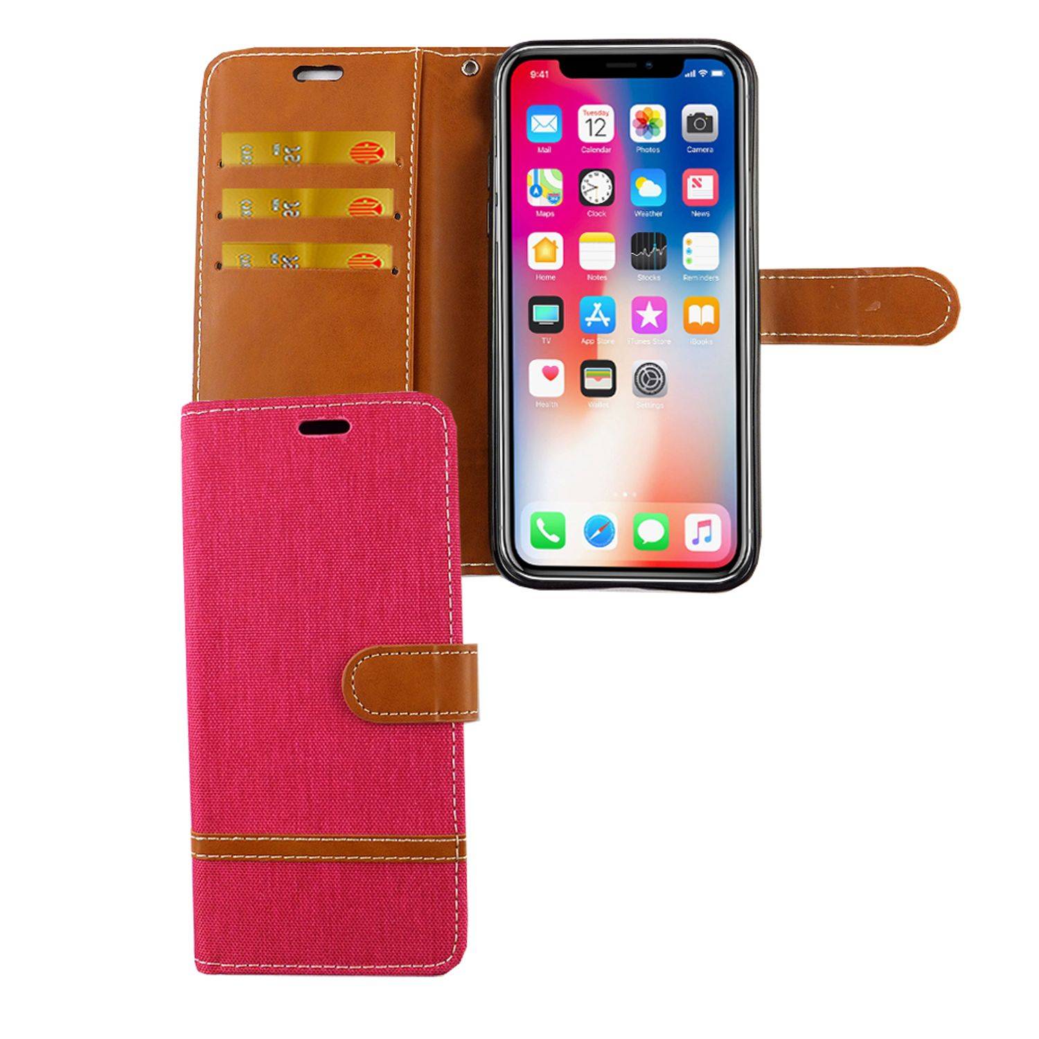 Apple iPhone XS Handyhülle Bookcover Rosa