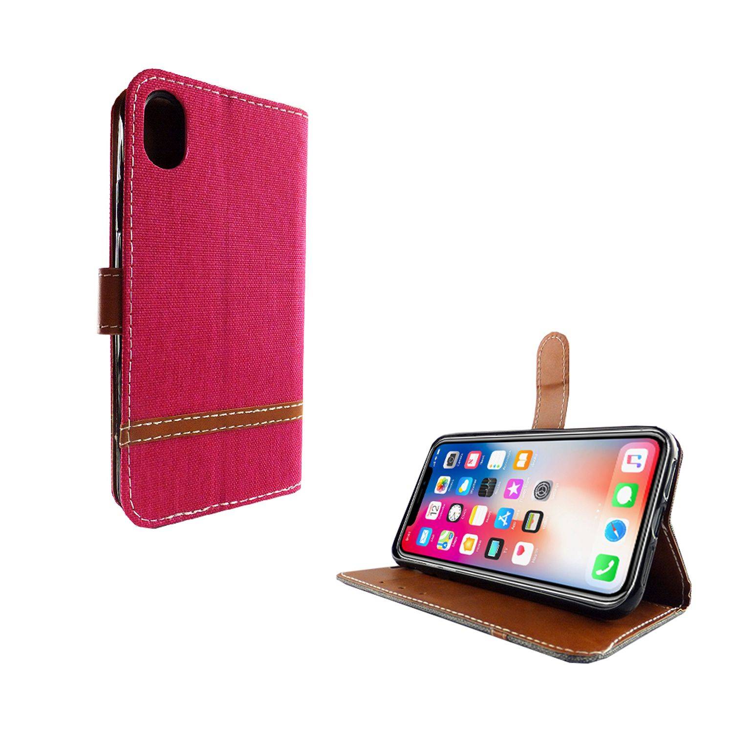 Apple iPhone XS Handyhülle Bookcover Rosa