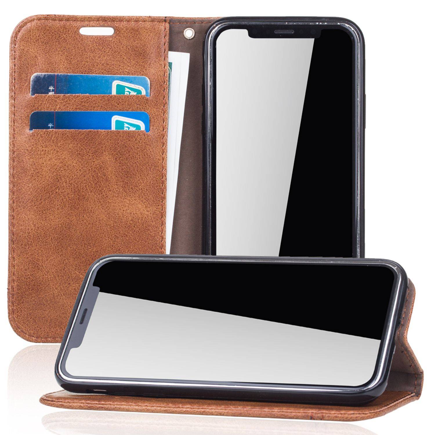 Apple iPhone XS Handyhülle Bookcover Braun