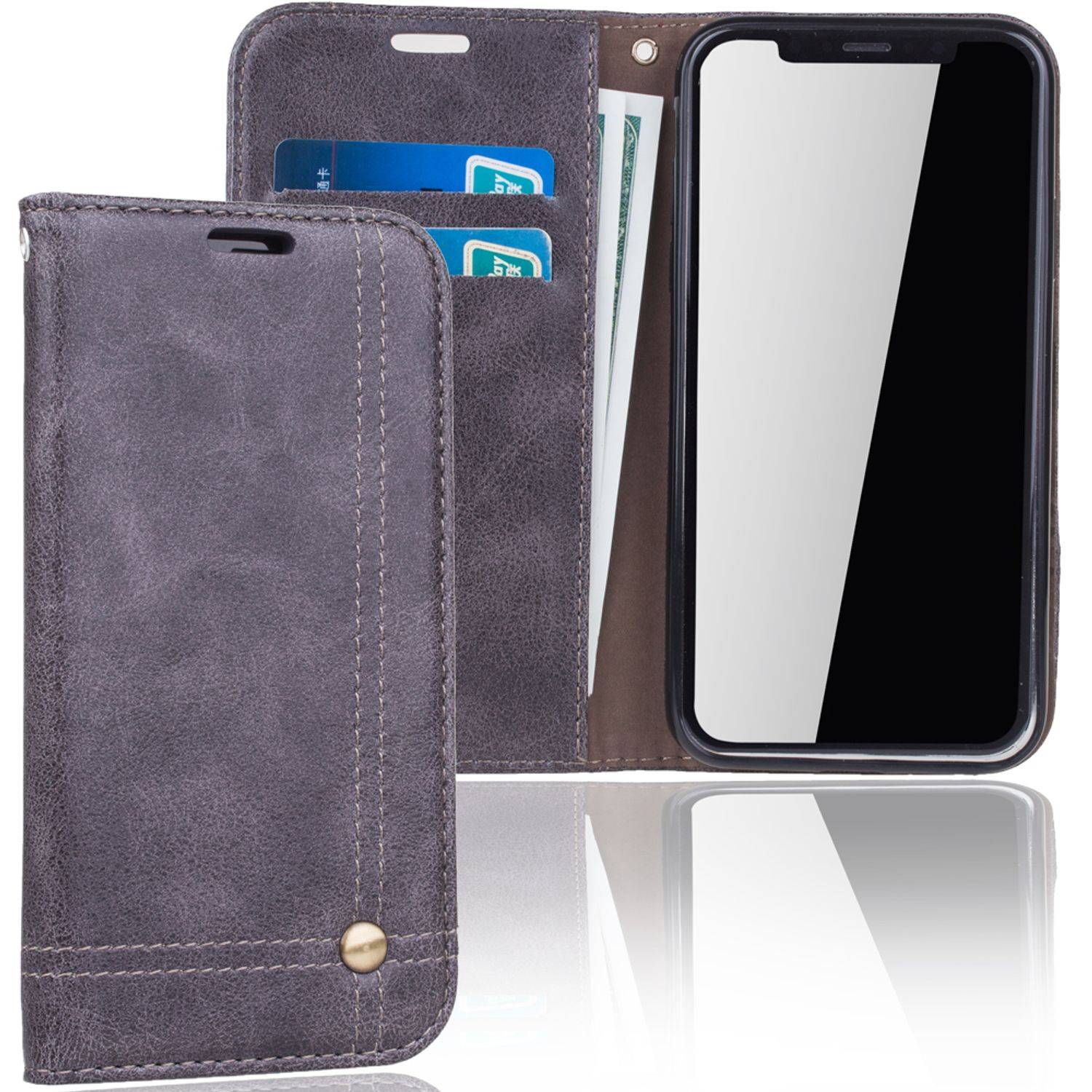 Apple iPhone XS Handyhülle Bookcover Grau